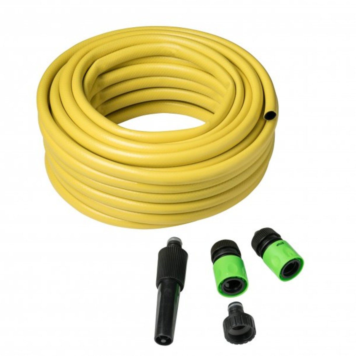 Greemotion Gartenschlauch Gewebeschlauch mit Armaturen 20 cm, (1 St), Mit Hahnanschluss, Wasserstopp & verstellbarer Spritze