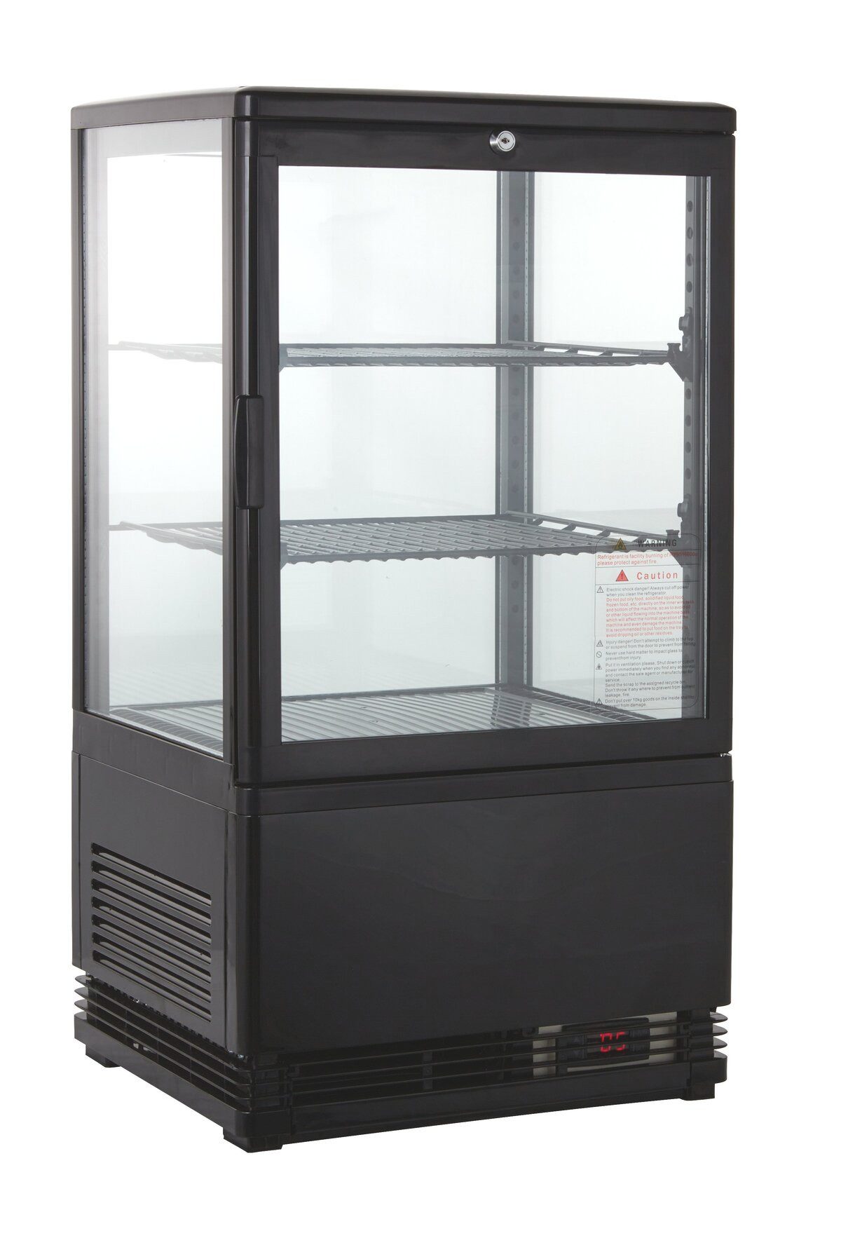 GastroHero Kühlschrank Kühlvitrine 85 L - LED mit Glastür I abschließbar KV-58S, 80.5 cm hoch, 42.5 cm breit