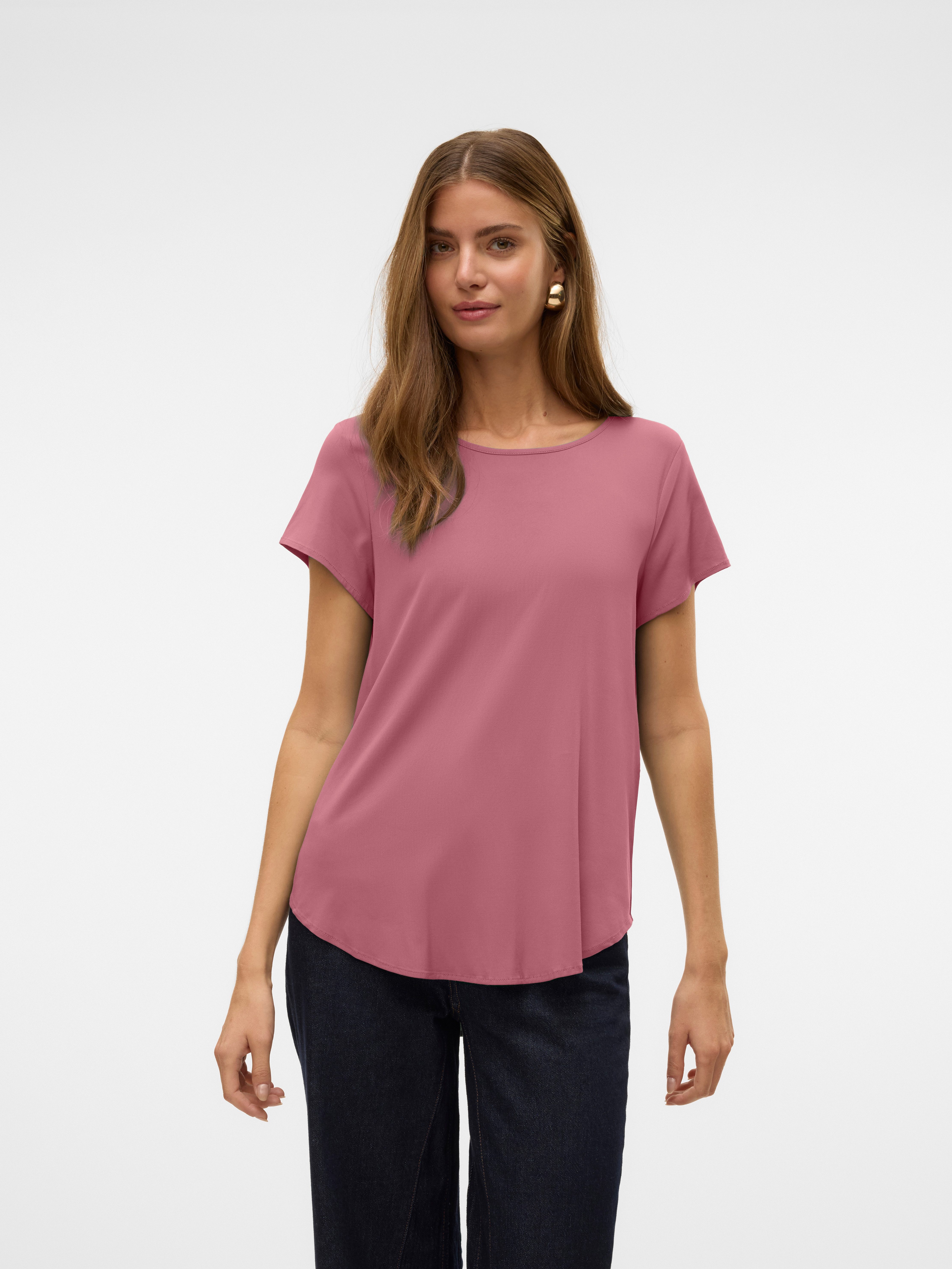 Vero Moda Blusenshirt VMBELLA SS TOP WVN GA NOOS Viskosemischung, abgerunde günstig online kaufen