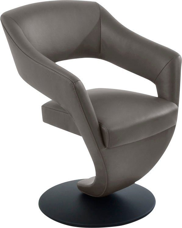 K+W Komfort & Wohnen Drehstuhl Kansas, Design Leder-Drehsessel mit hohem Sitzkomfort, Drehteller in schwarz granit 83