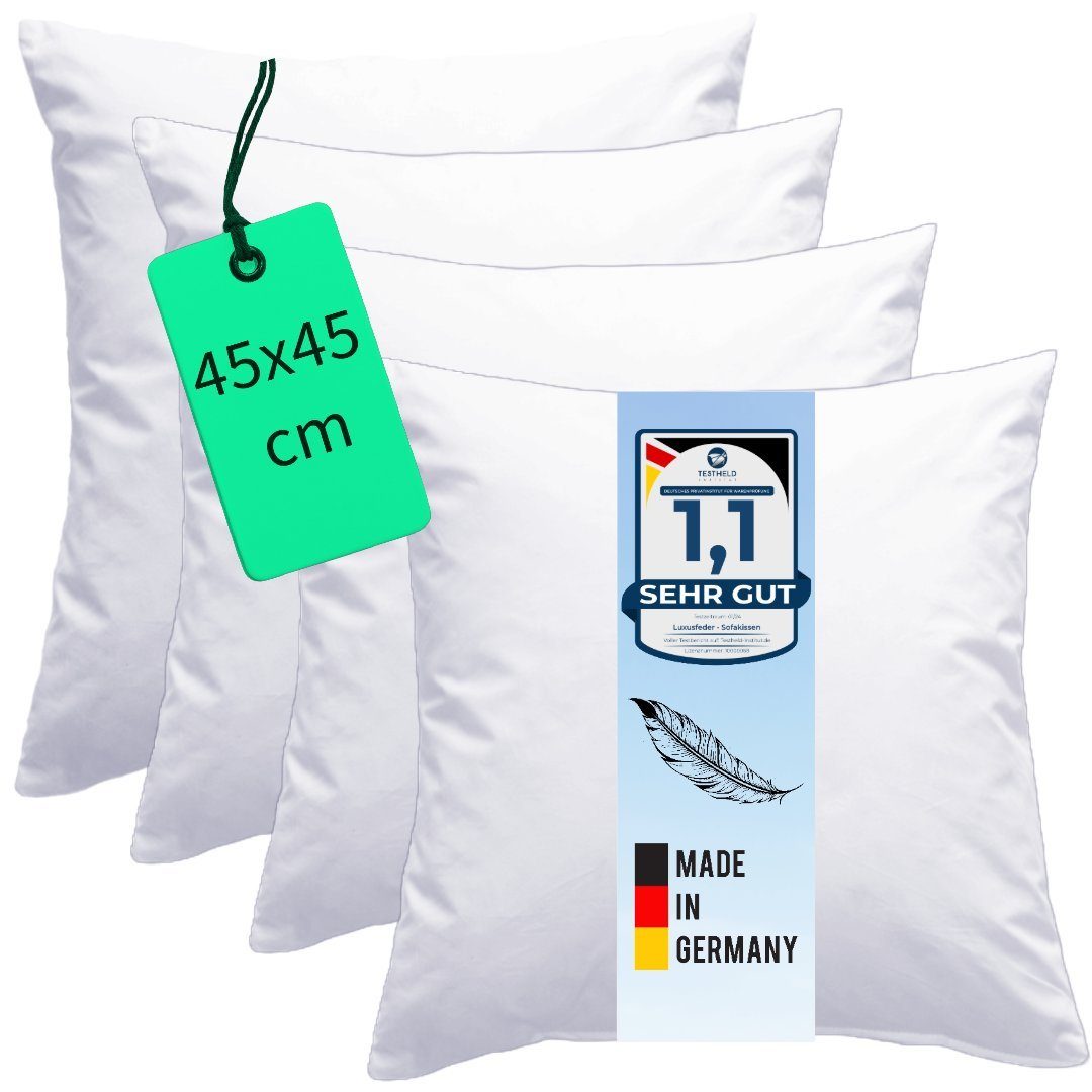 Luxusfeder Kissenfüllung 4er Set Daunenkissen 45x45 cm Daunenfüllung