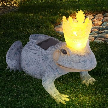 etc-shop LED Dekofigur, LED-Leuchtmittel fest verbaut, Solar Eule Gartenskulptur für Außen Gartendeko Frosch Figur