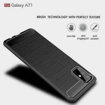 CoverKingz Handyhülle Hülle für Samsung Galaxy A71 Handyhülle Silikon Case Schutzhülle 16,95 cm (6,7 Zoll), Handyhülle Bumper Silikoncover Softcase Carbonfarben