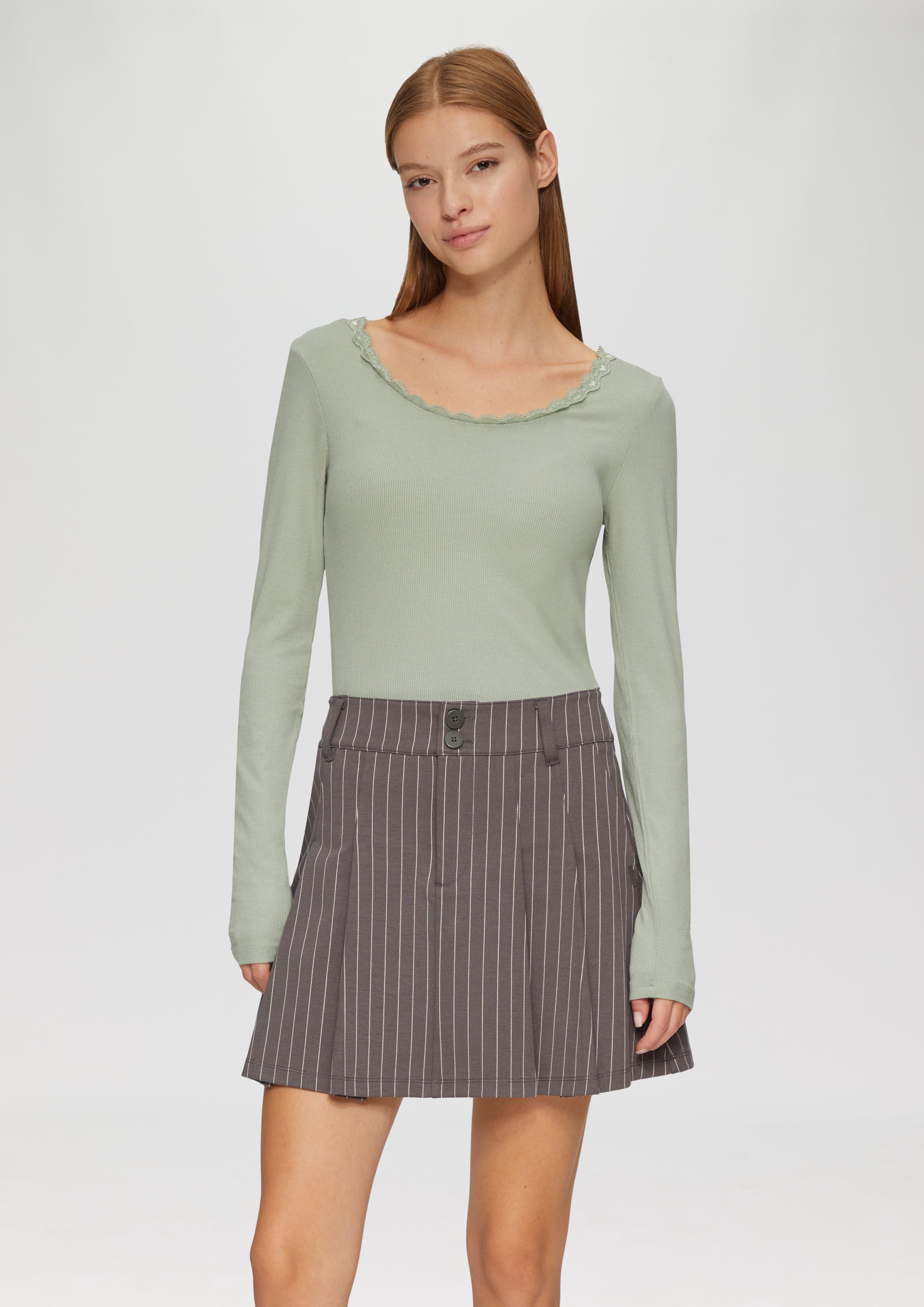 QS Langarmshirt Rippshirt aus Viskosemix mit günstig online kaufen