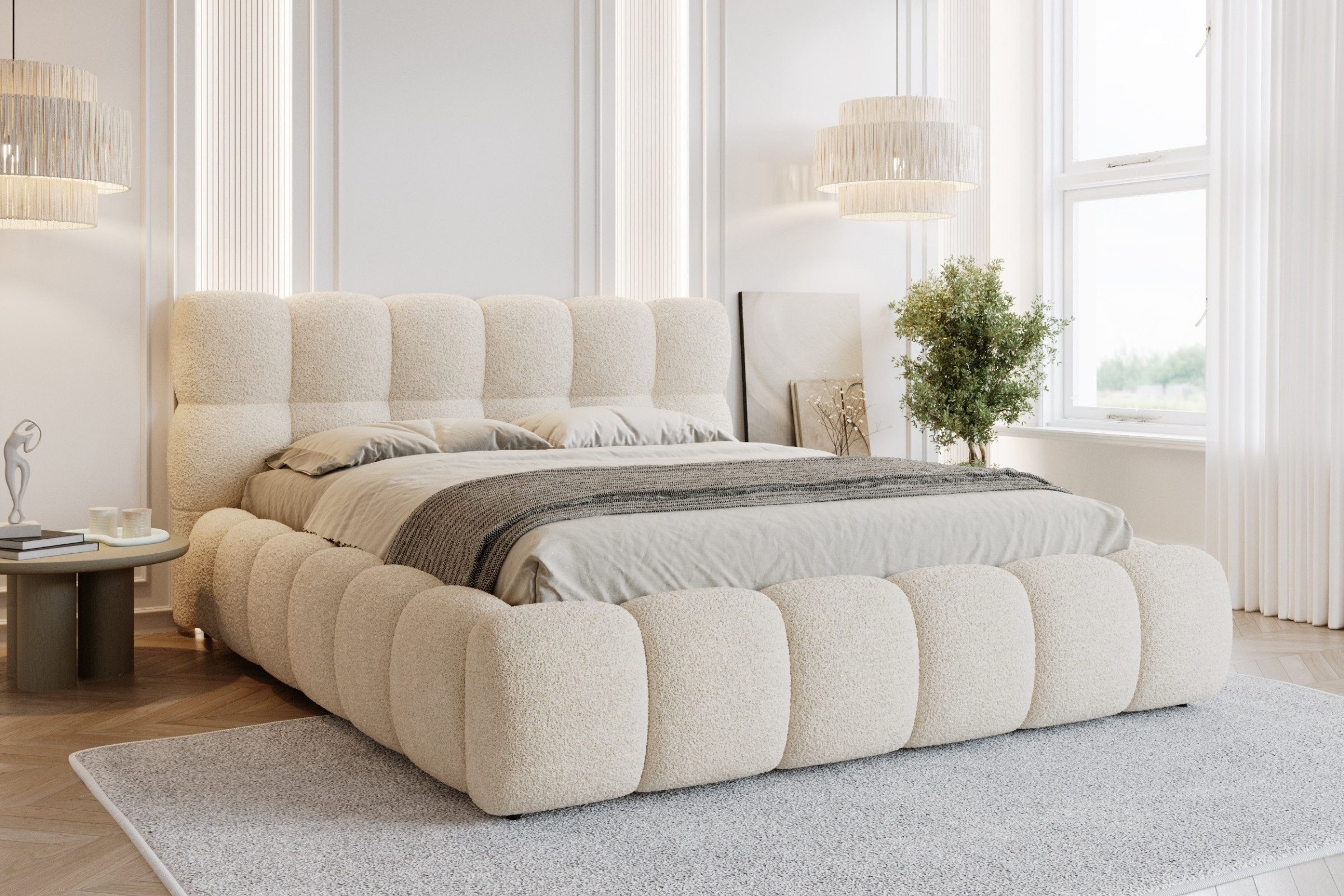 Deine Möbel 24 Polsterbett LUVA Bubble Bett mit Bettkasten und Lattenrost S günstig online kaufen