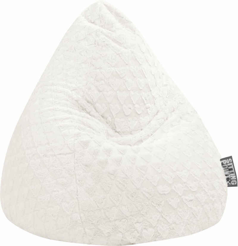 Sitting Point Sitzsack Sitzsack FLUFFY HEARTS L, Plüschsitzsack mit Herzoptik