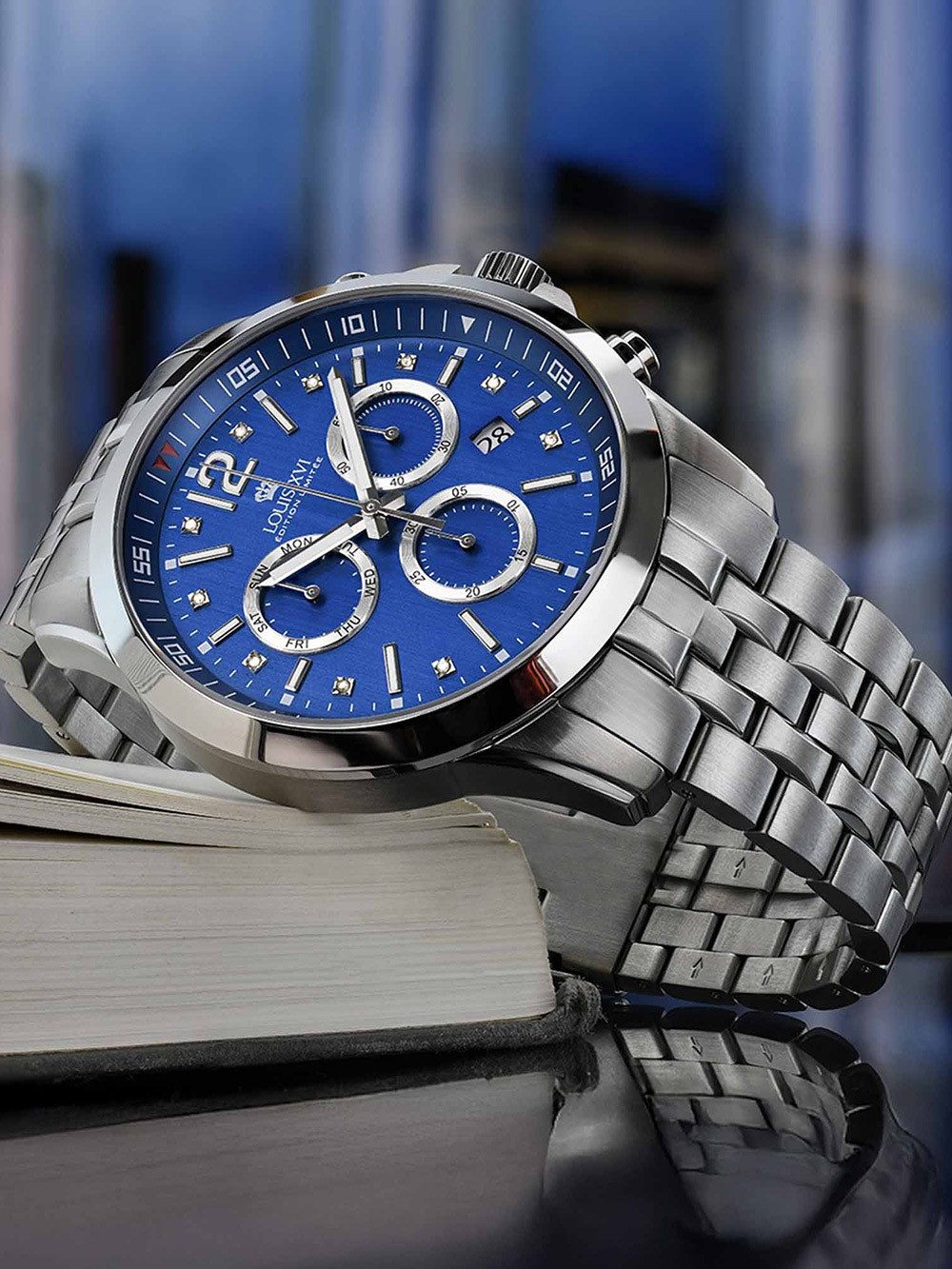 LOUIS XVI Quarzuhr Louis XVI LXVI3521 Herrenuhr Athos le Grand 2.0 Diamond Chronograph 48 Louis XVI LXVI3521 Herrenuhr Athos le Grand 2.0 Diamond Chronograph 48mm 10ATM