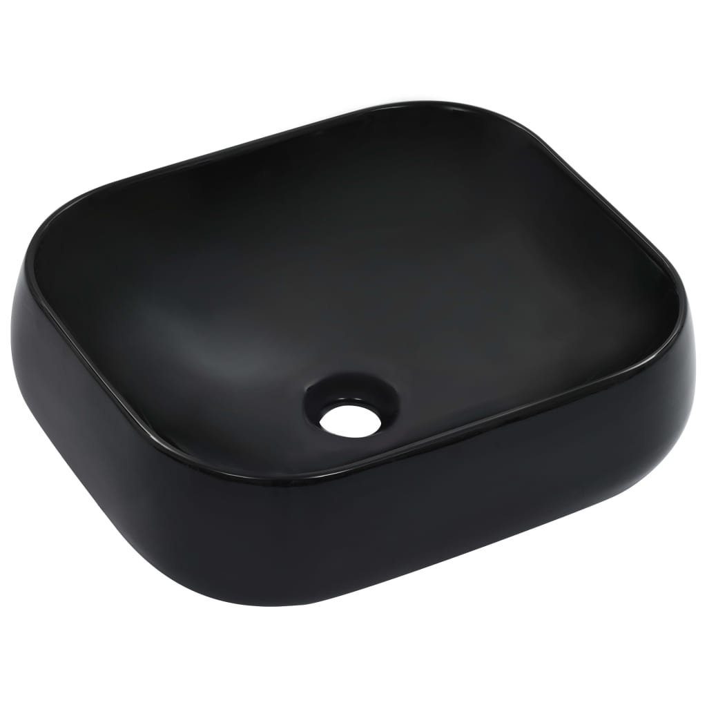 vidaXL Waschbecken Waschbecken 44,5 x 39,5 x 14,5 cm Keramik Schwarz