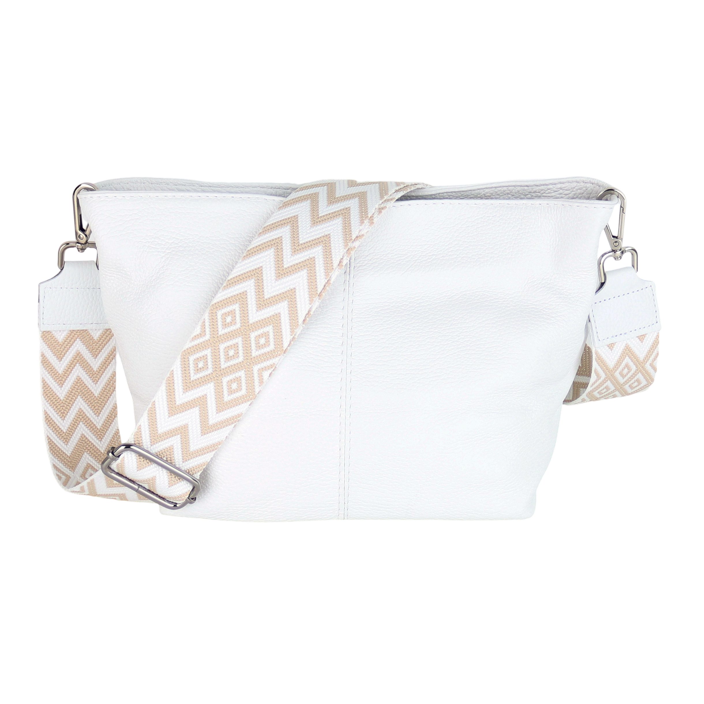 MIRROSI Umhängetasche Damen Crossbody Bag, Echtleder Made In Italy (Schultertasche für jeden Anlass (1 Tasche & 2 Gurte), BOHO Style), 30x20x13cm, gemusterten& verstellbaren Schulterriemen