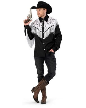 Funny Fashion Kostüm Cowboy Hemd 'Country Man', Schwarz Weiß - Herren