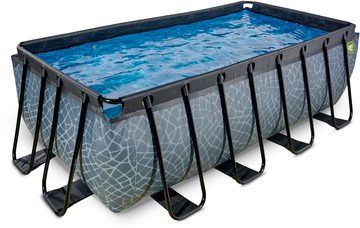 EXIT Framepool Stone Pool BxTxH: 400x200x122cm, mit Sandfilterpumpe und Poolleiter, grau