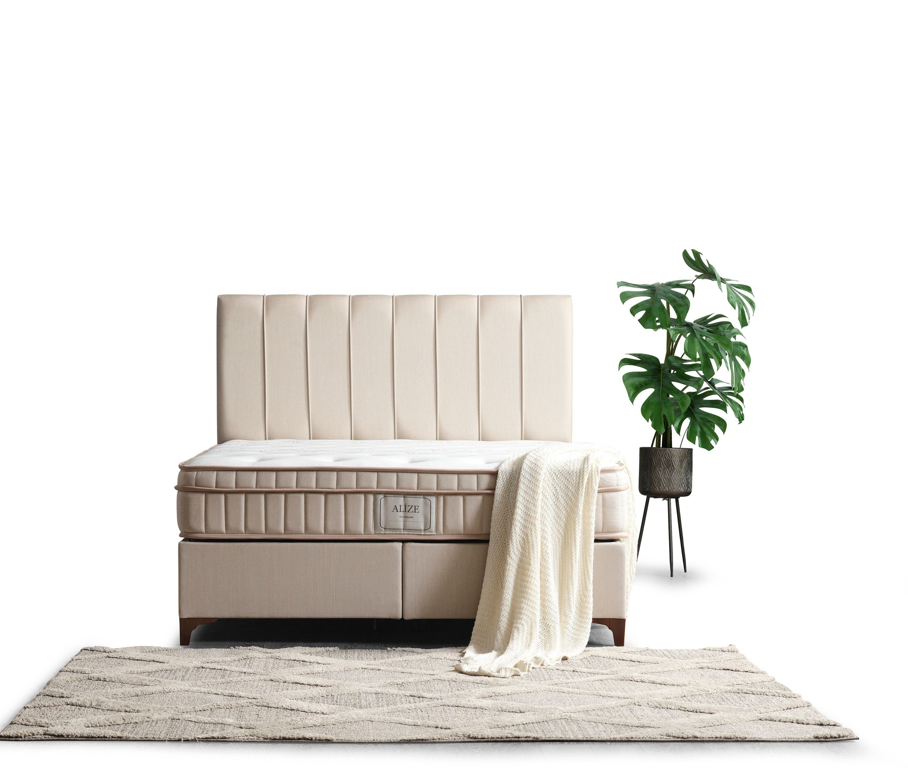 Villa Möbel Polsterbett Alize (Bett Set, 3-tlg., Bett Set aus Bettkasten, K günstig online kaufen