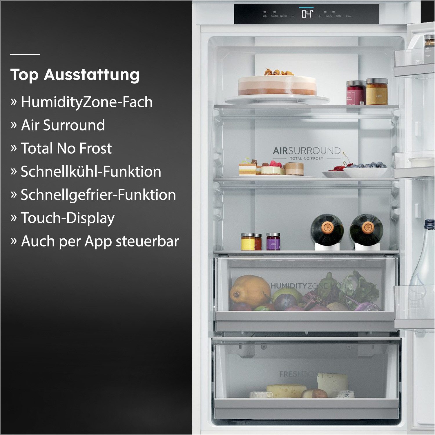 Haier Einbaukühlgefrierkombination ID Titanium 2 HBQW5518E, 177,2 cm hoch, 54 cm breit, Humidity Zone: Obst, Gemüse und Salat 2x länger frisch halten