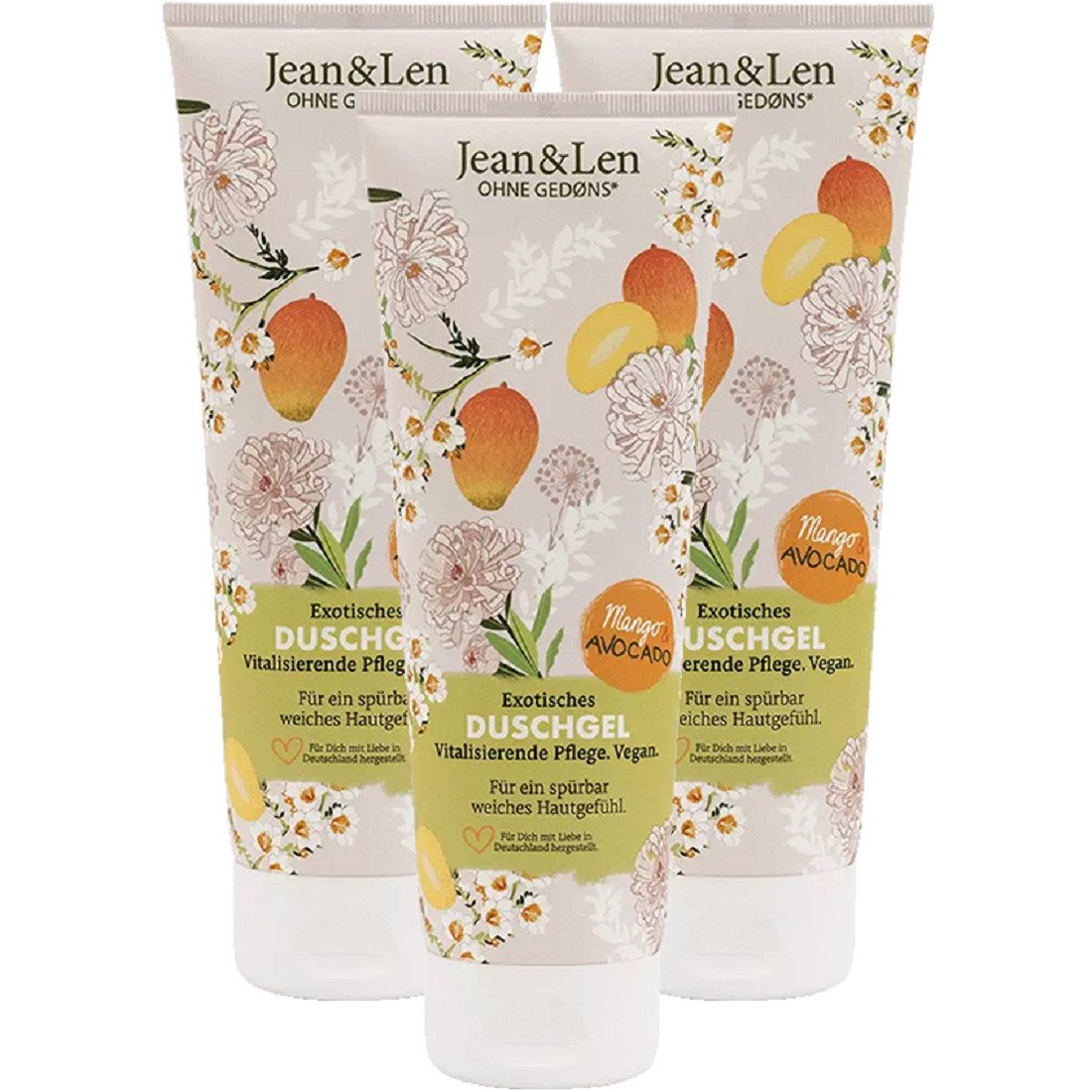 Jean & Len ohne Gedons* Duschgel Exotisches Duschgel Mango/Avocado, 3-tlg., Vegan