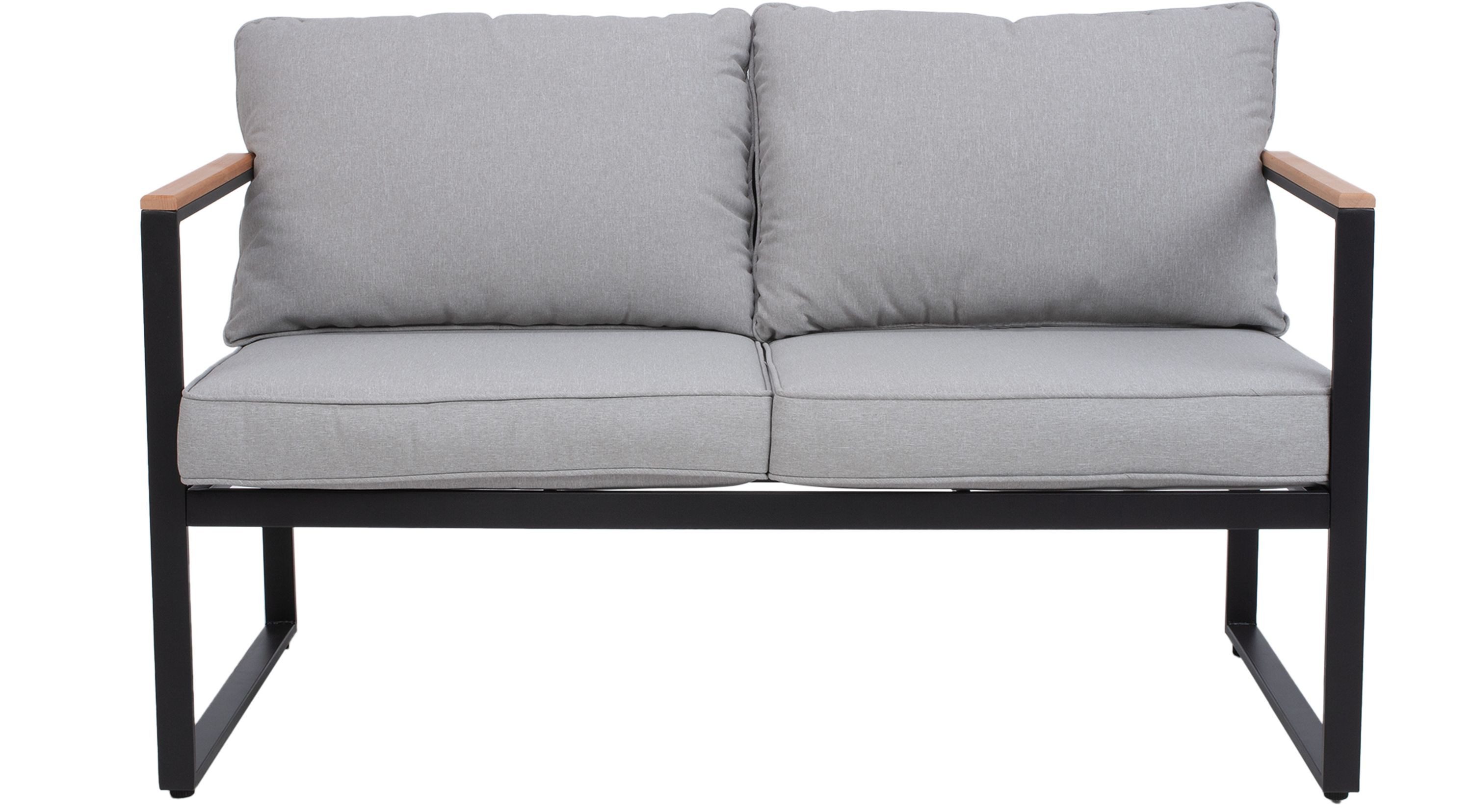 B&S Gartenlounge-Set 4-teilige Gartenlounge Stahl Schwarz Polster Grau