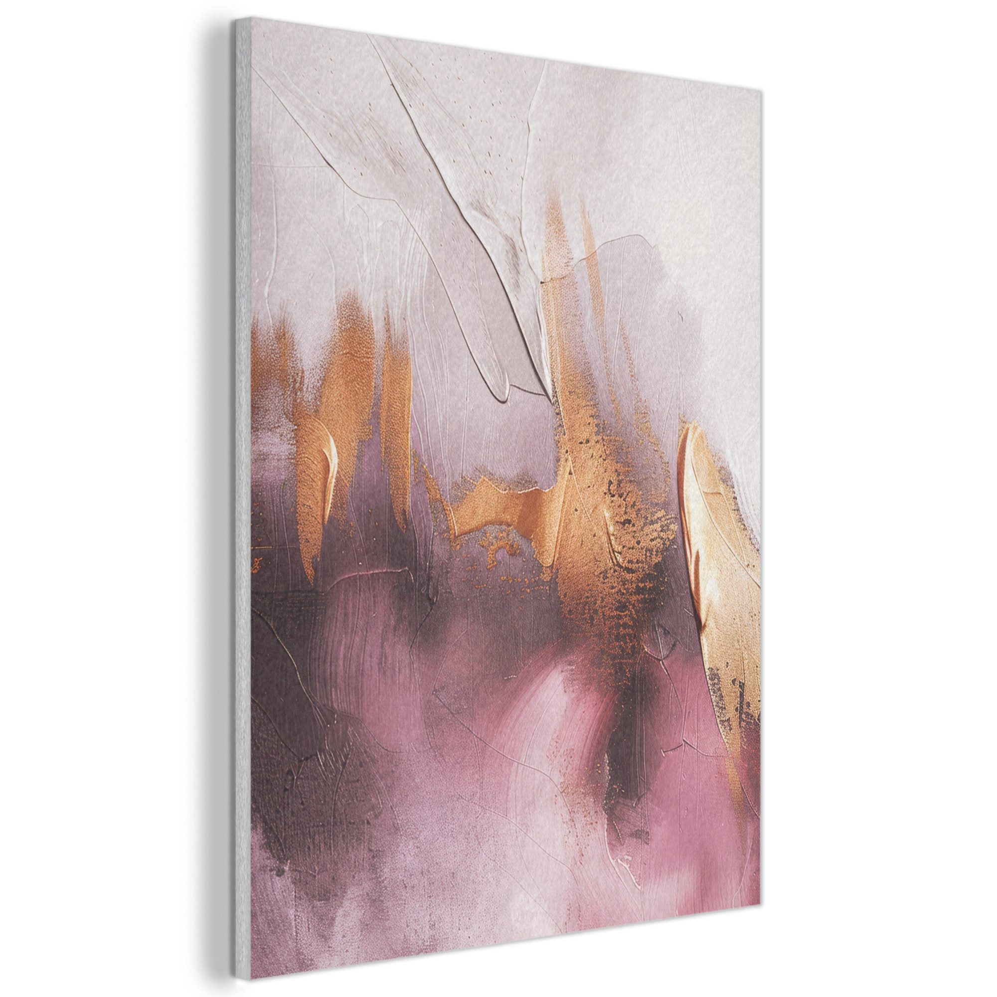 MuchoWow Gemälde Lila - Abstrakt - Farbe - Gold, Fotodruck (1 St), Akustikpaneele, Wandpaneele, Schalldämmung, Akustikbilder 30x40 cm