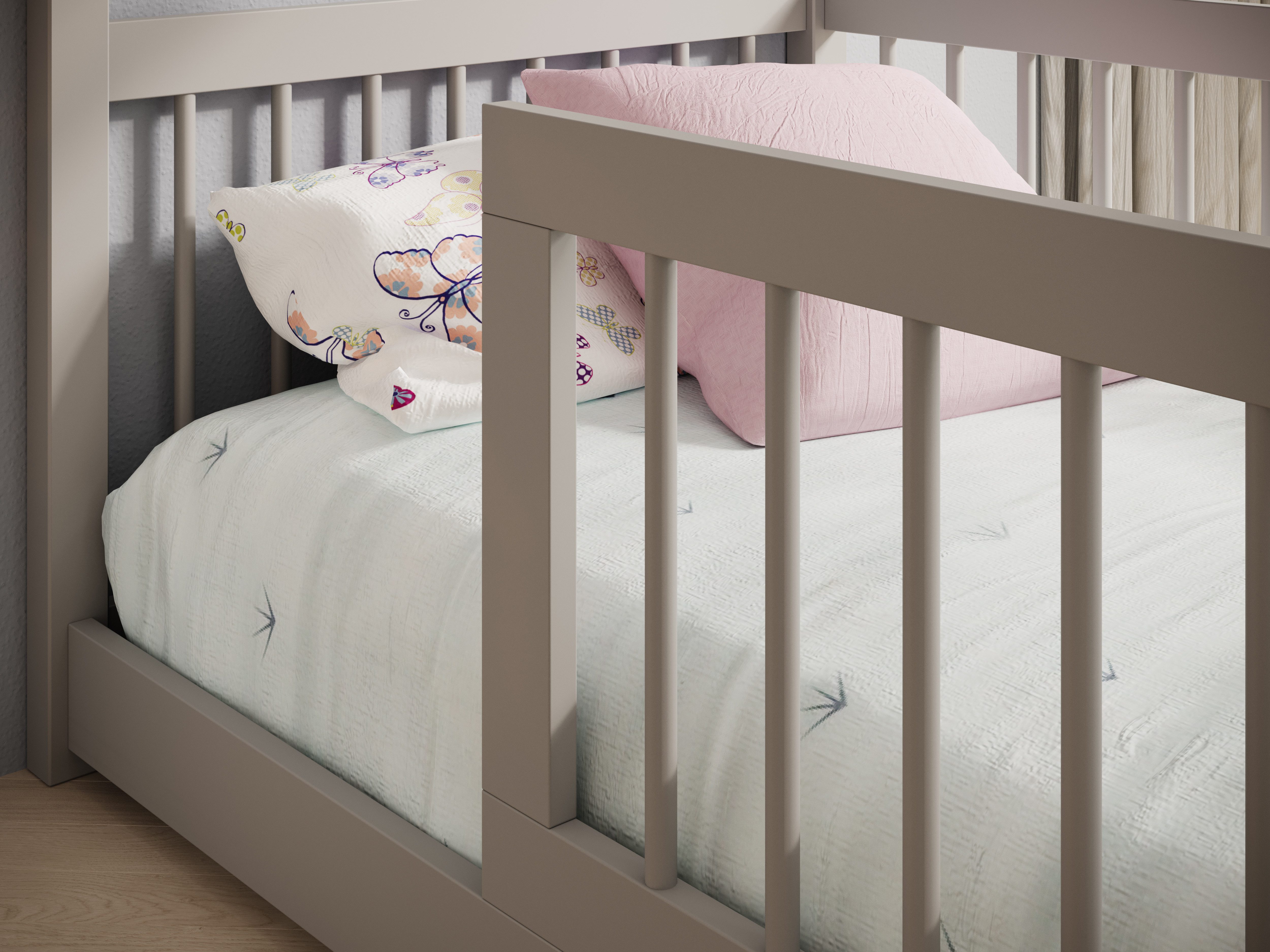 MOEBLO Hausbett TIVI (Stilvolles Kinderbett im Haus-Design, Hausbett Kinder Kinderbett Kiefernholz Spielbett Hausform, • Optional mit oder ohne Matratze wählbar), in 3 Größen erhältlich: 140×70, 180×80 und 200×90 cm