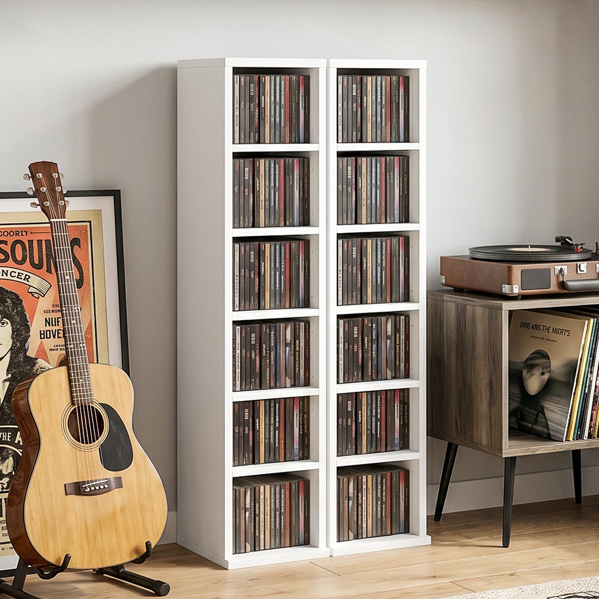 HOMCOM CD-Regal CD Regal, Medienregal 2-tlg., Mit Kippschutz und verstellbaren Regalböden