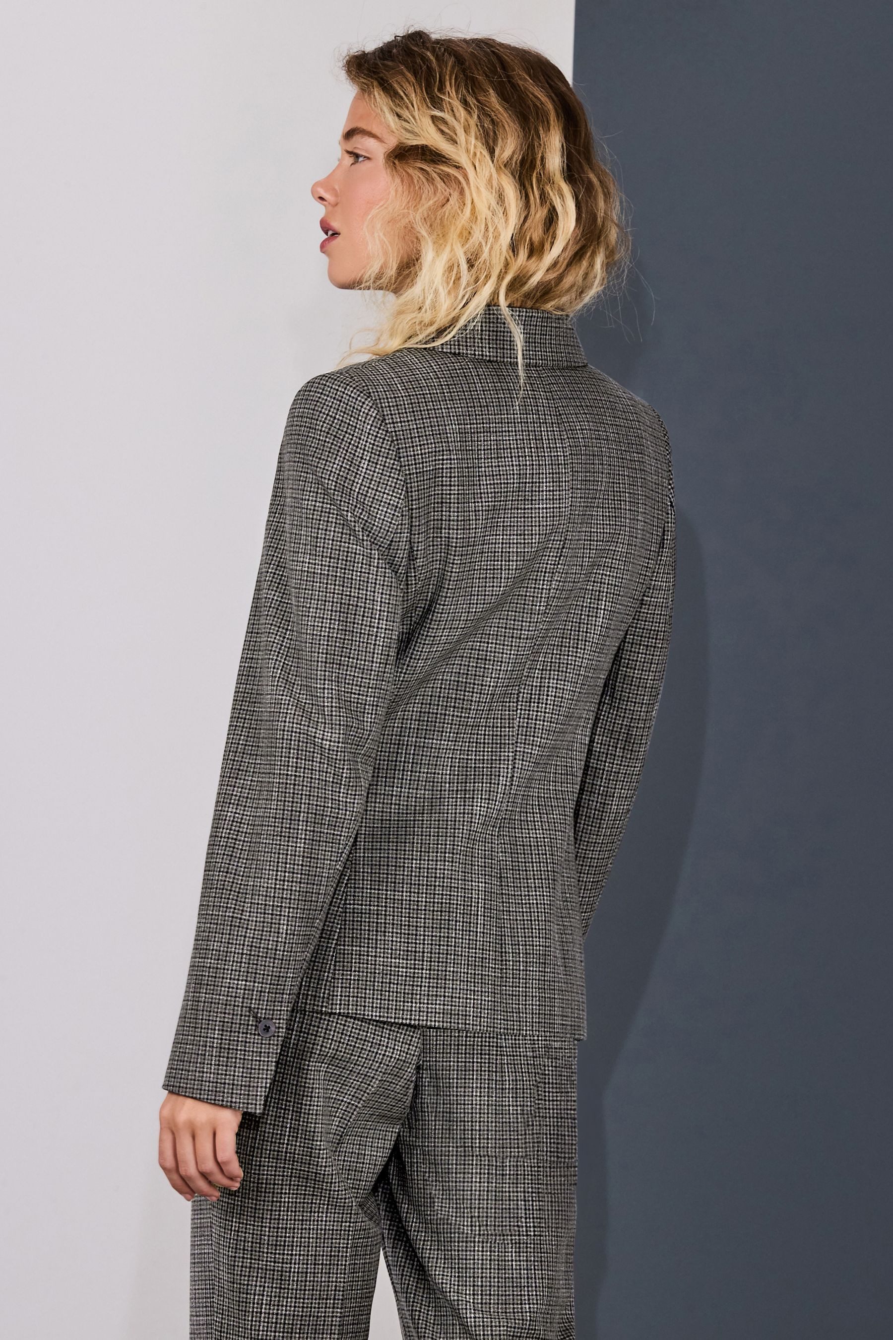 Next Jackenblazer Einreihiger Tailored Fit Blazer mit Karomuster (1-tlg)