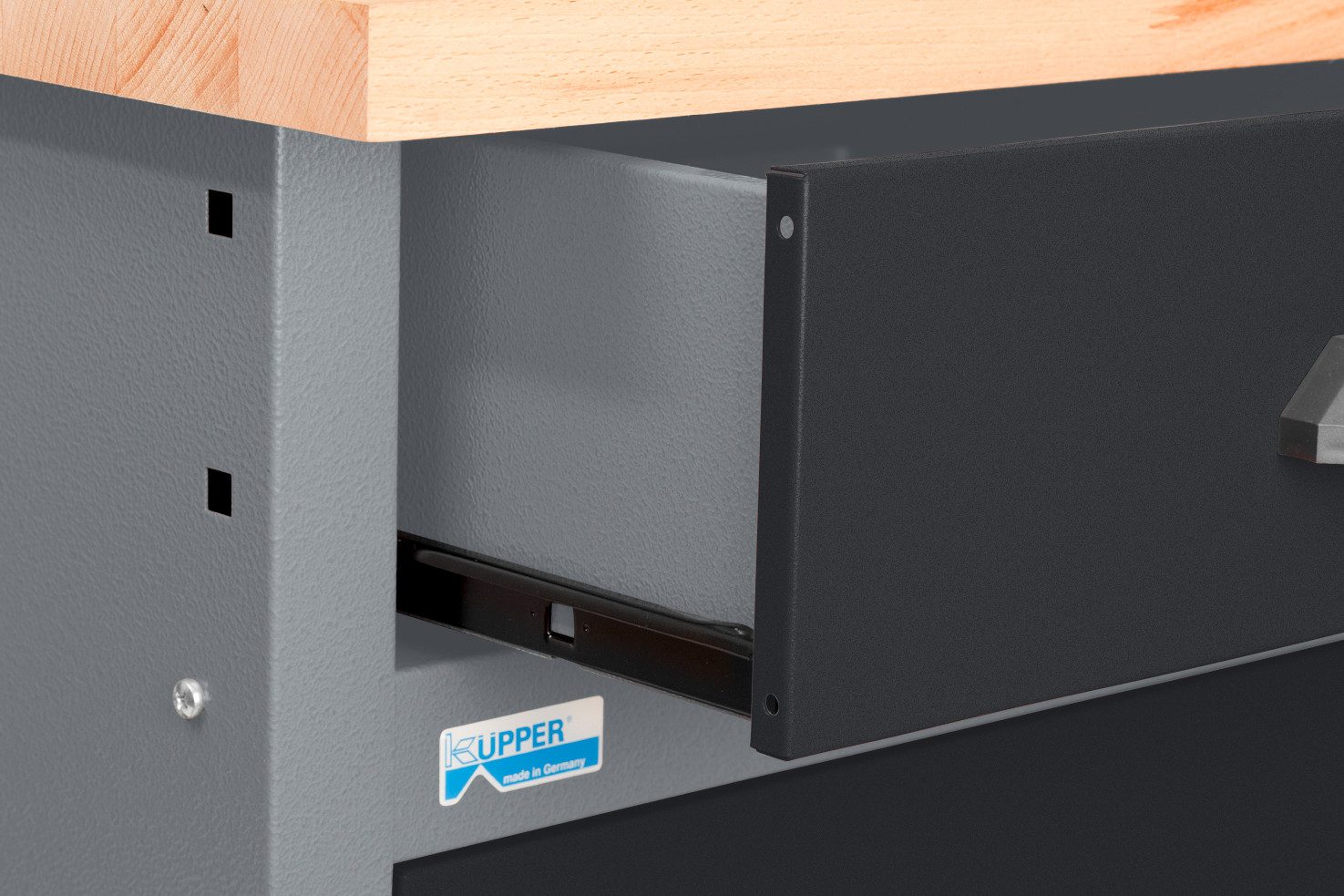KÜPPER Werkbank 12049, 5 Schubladen, 1 Tür, 300 kg Traglast, 30 mm Buchenarbeitsplatte