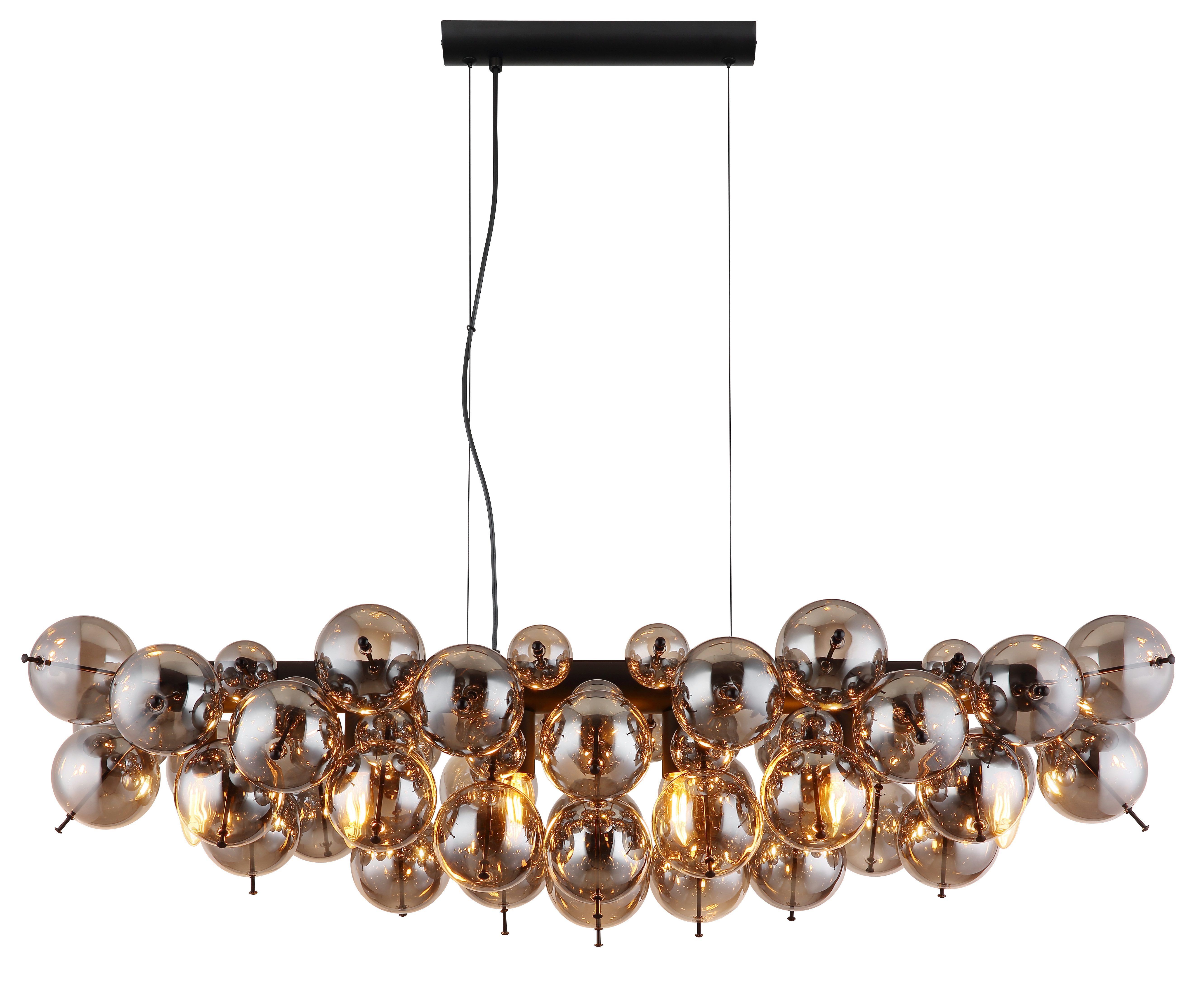 GLOBO LIGHTING Hängeleuchte UDO, ohne Leuchtmittel, Hängelampe Glaskugeln rauchfarben 2 Glasgrößen Esszimmer Esstisch