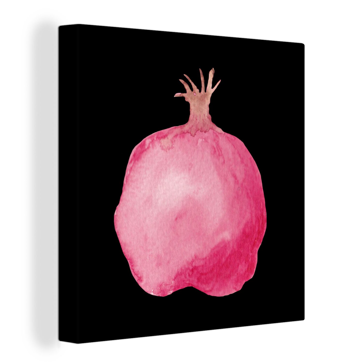 OneMillionCanvasses® Leinwandbild Granatapfel - Rosa - Schwarz, (1 St), Leinwand Bilder für Wohnzimmer Schlafzimmer