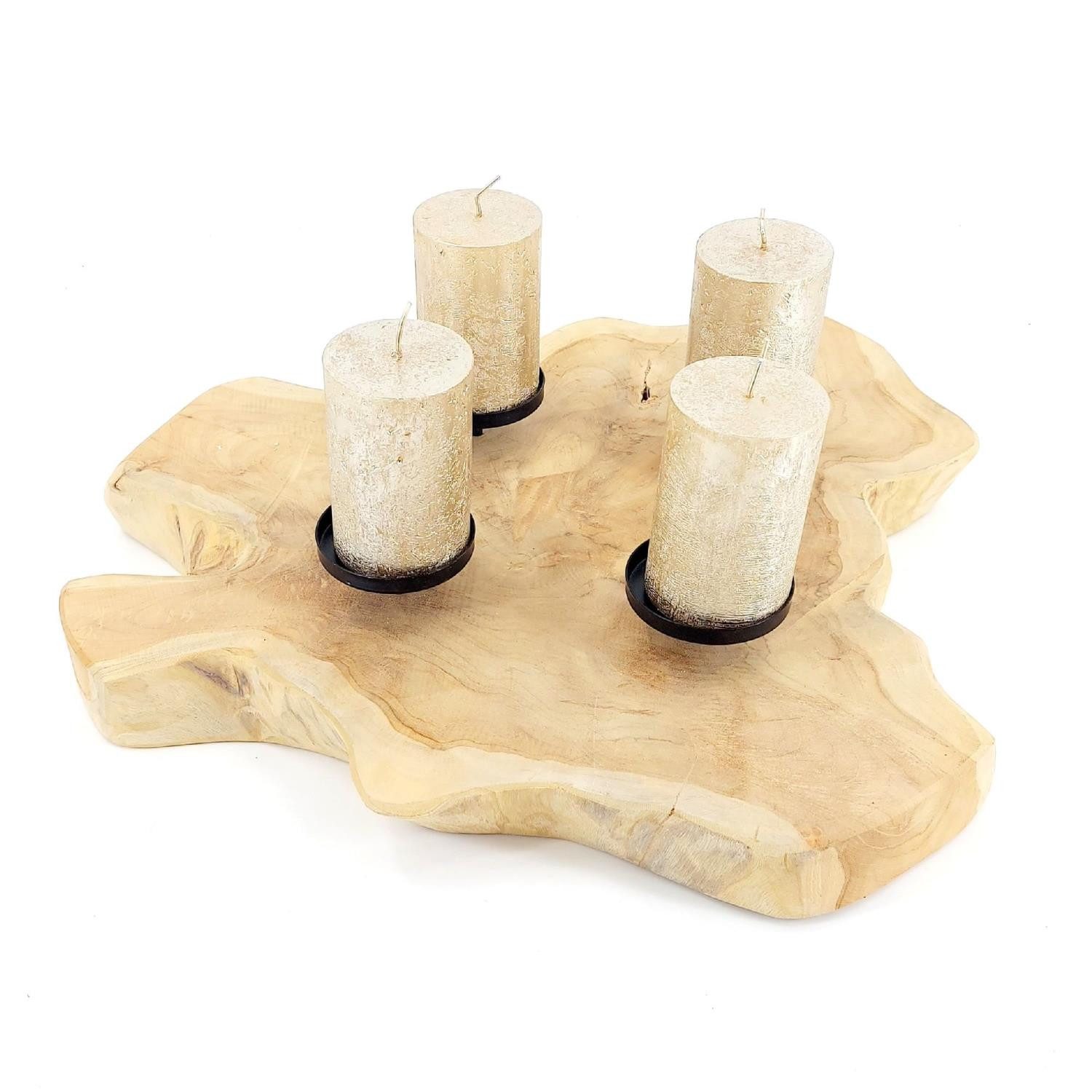 CreaFlor Home Windlicht Teak, Höhe: 10cm, Farbe: Naturfarben, Motiv: Teak