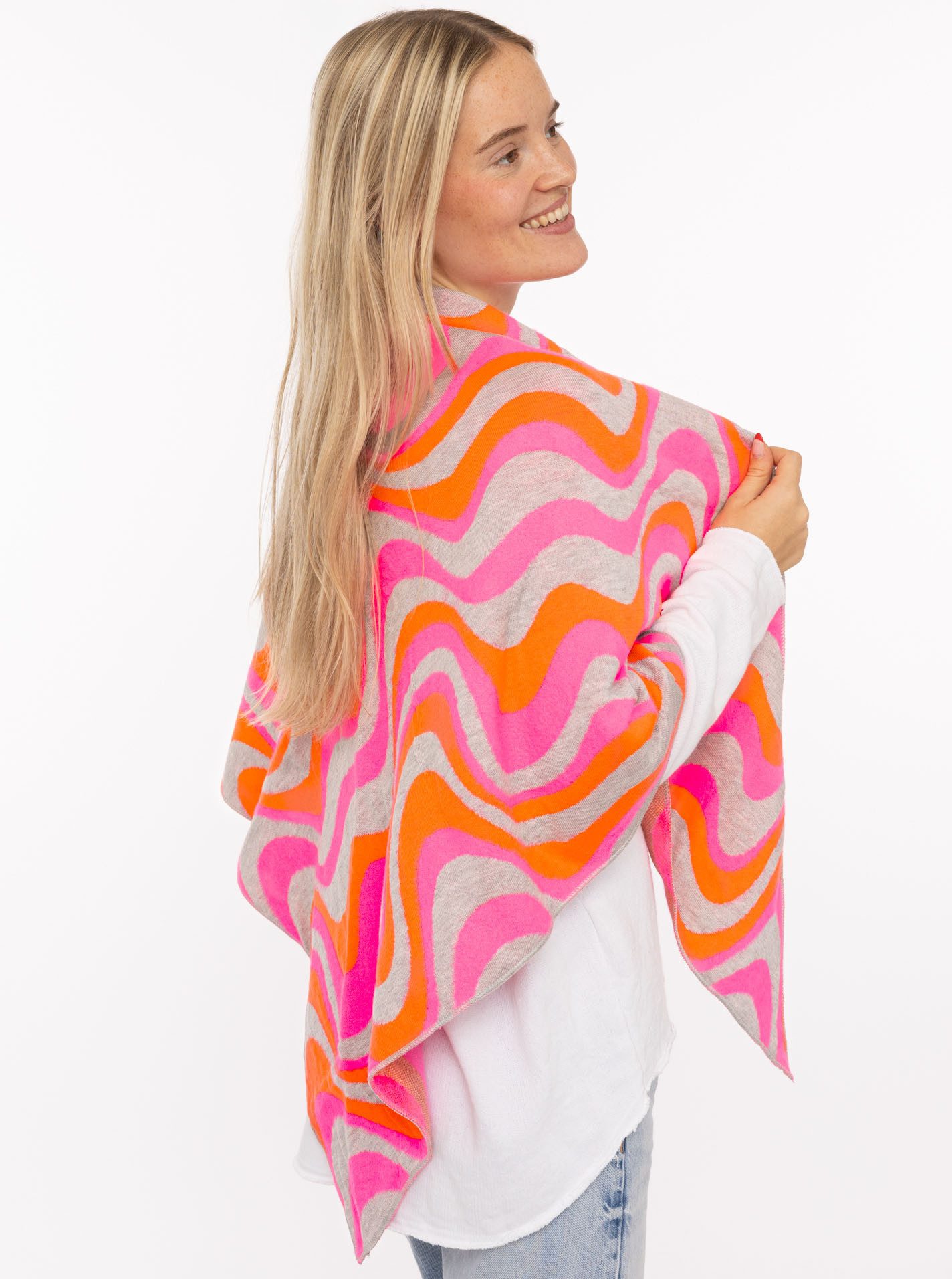 Zwillingsherz Dreieckstuch "Happy Waves", auffallendes Muster, Strick, wärmend