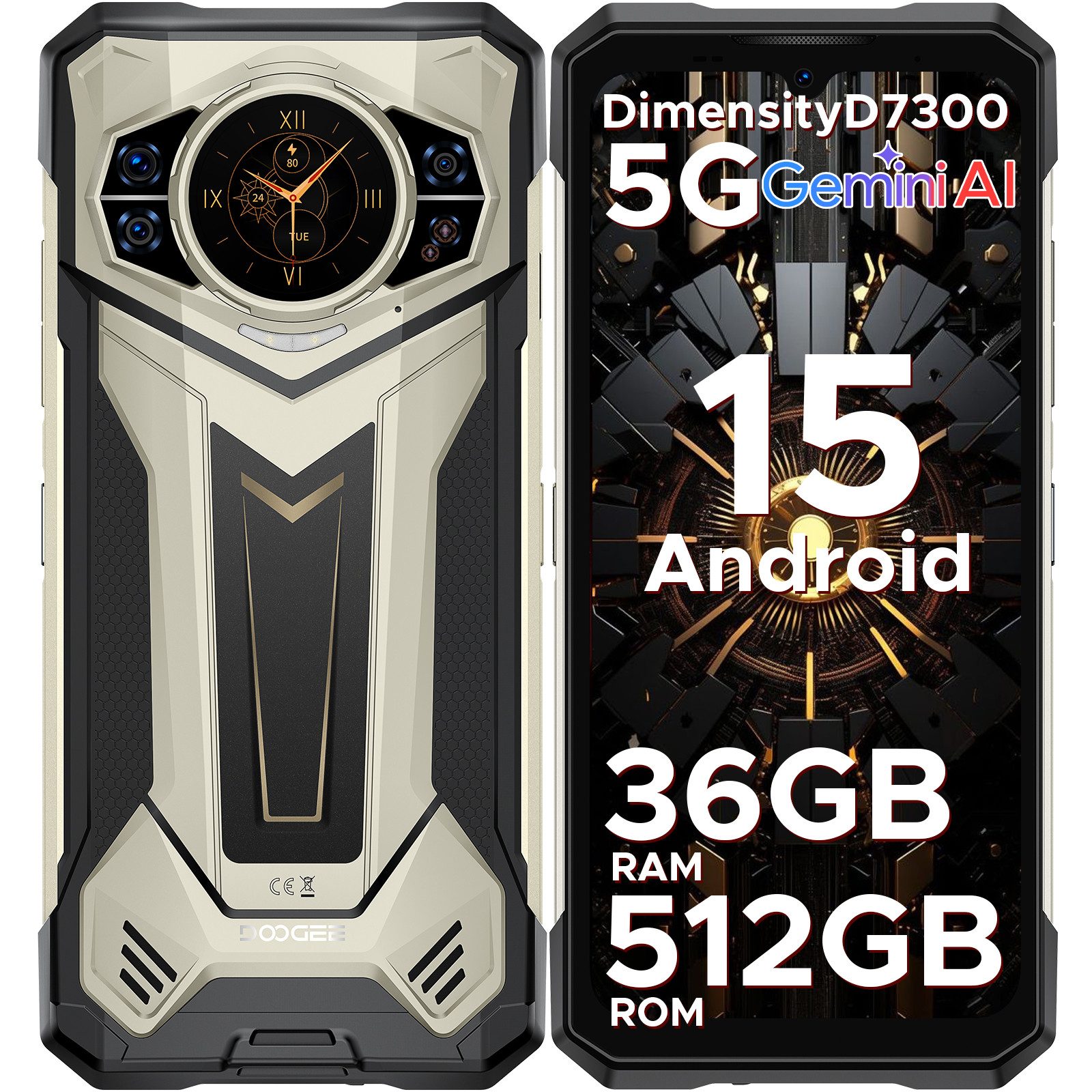 DOOGEE S200 PLUS 5G Android 15 Rugged Baustellenhandy Outdoor Smartphone (6.72 Zoll, 512 GB Speicherplatz, 100 MP Kamera, 36GB(16+20 GB erweiterter RAM) + 512GB/2TB TF, 10800mAh, 100 MP+ 32 MP)