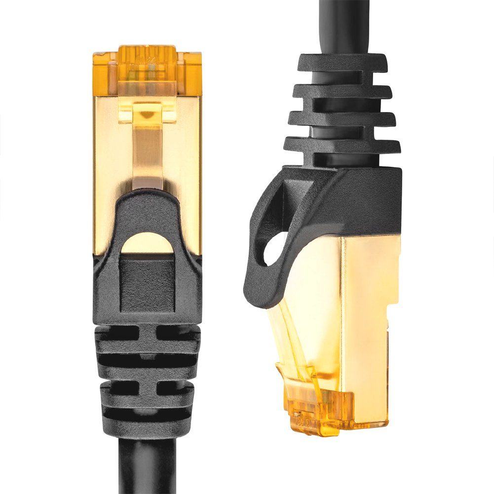 Bolwins G31 1m CAT7 Netzwerk LAN Kabel Patchkabel RJ45 auf RJ45 f TV PC Router LAN-Kabel, RJ45 Stecker (männlich), RJ45 Stecker (männlich) (100 cm), CAT7 Ethernet-Kabel, 10 Gbit/s Übertragung