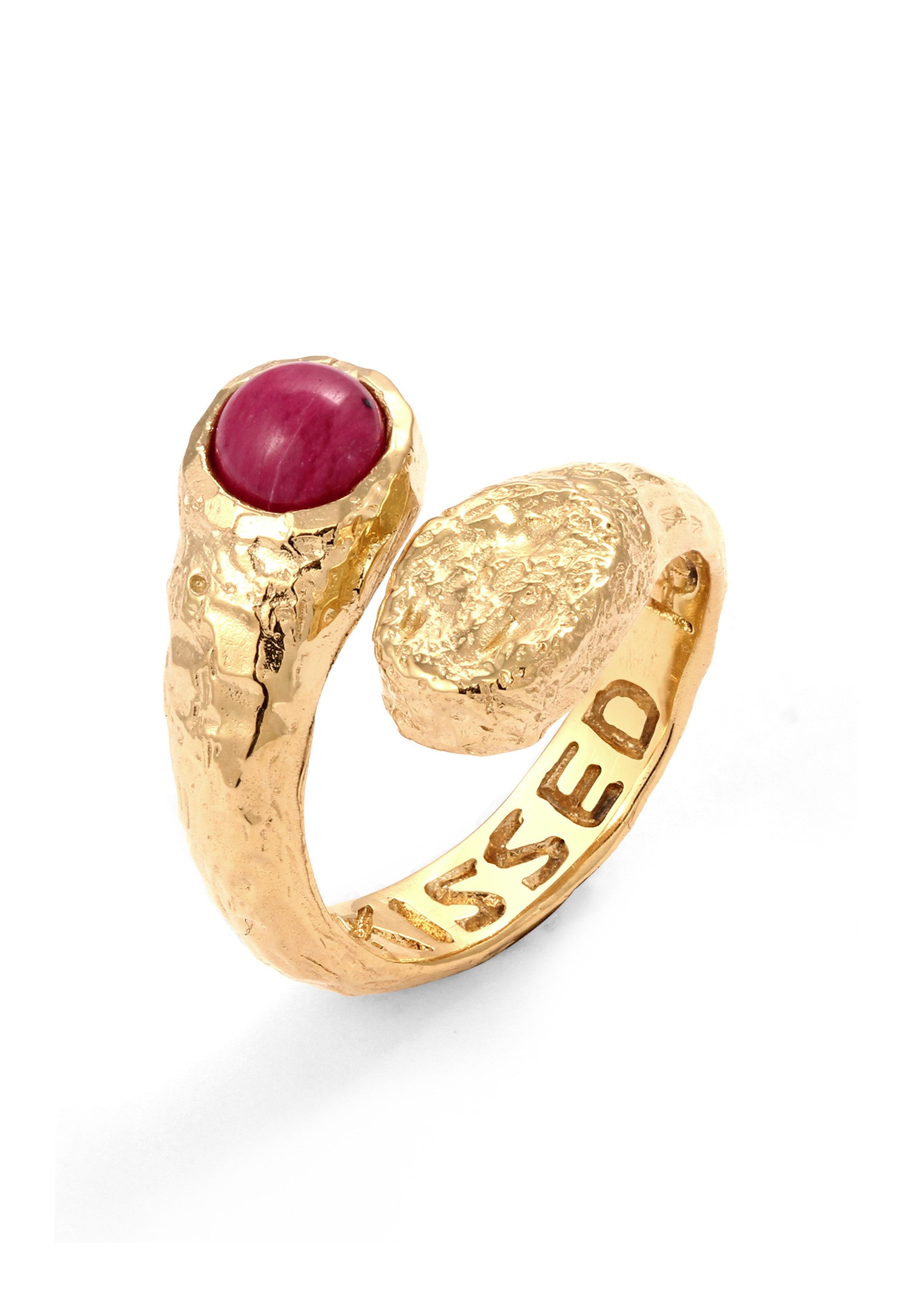 HAZE & GLORY Fingerring Onyx Rot 925 Sterling Silber vergoldet - Sunkissed