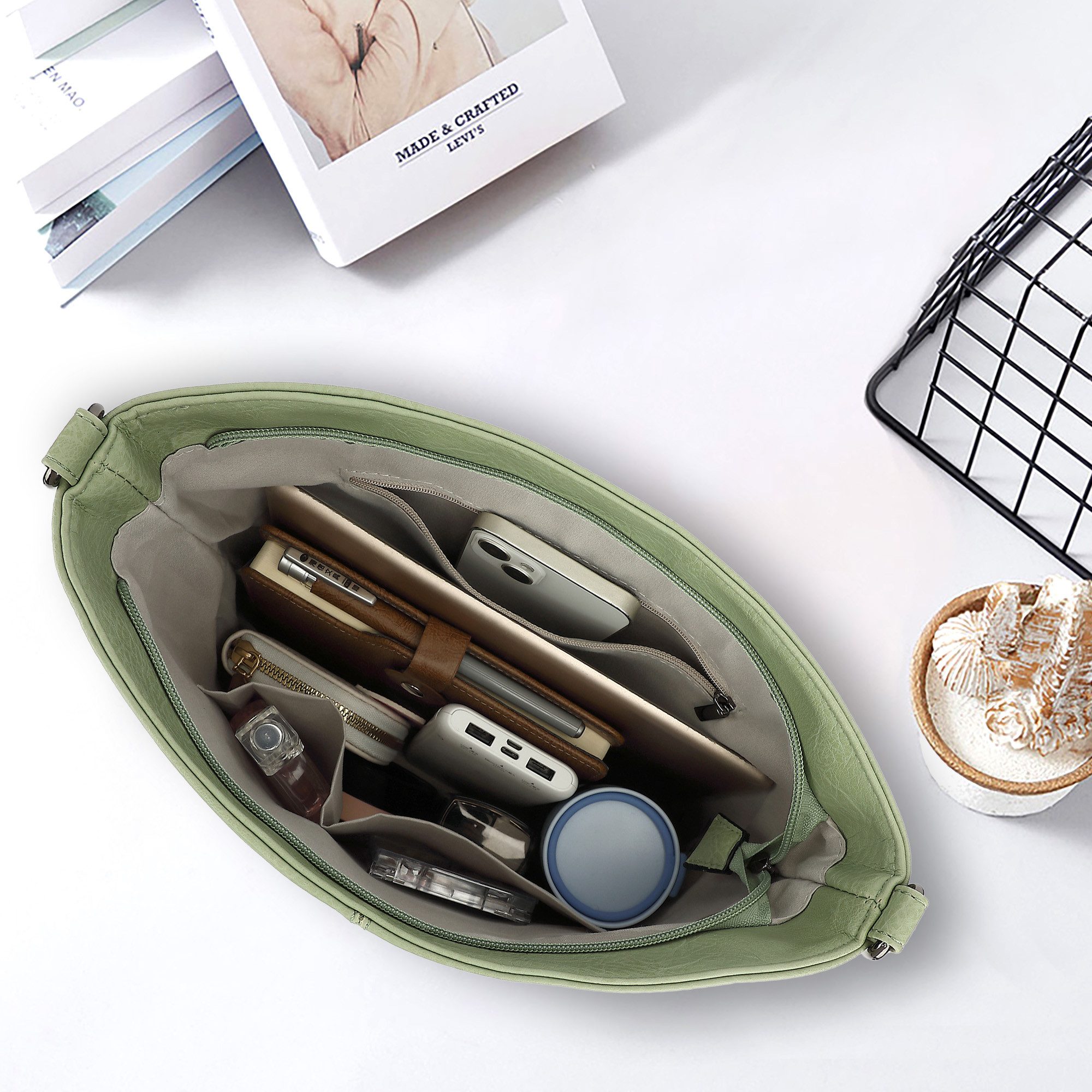 TAN.TOMI Schultertasche Damen Crossbody Bag Henkeltasche Mittel Umhängetasche, Mit Verstellbar Abnehmbar Für Pendeln Reise Campus Sport