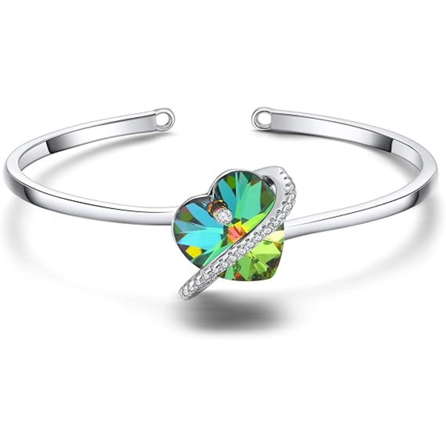 Lisandra Scott Armreif verstellbar mit funkelnden Herz Stein Kristallen - Armband für Damen, Funkelnder Herz-Armreif – verstellbar, edel & ideal als Geschenk