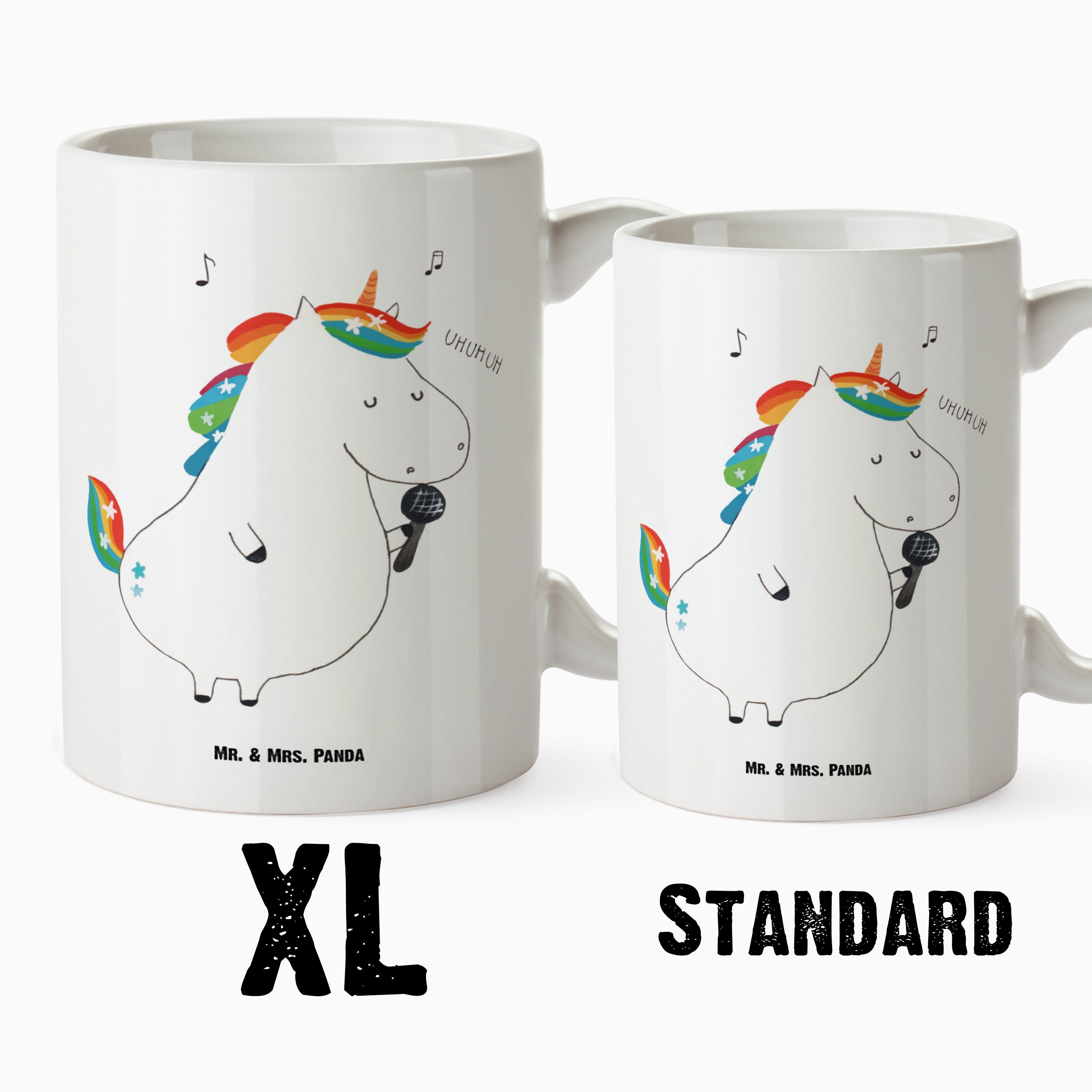 XL XL Sänger - Tasse, Einhorn Geschenk, Panda Keramik Weiß Tasse & Bec, Mrs. XL Mr. - Tasse spülmaschinenfest,