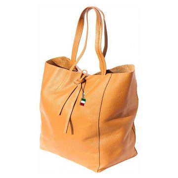 FLORENCE Schultertasche Florence ital. Echtleder Shopper cognac (Shopper), Damen Leder Shopper, Schultertasche, braun, cognac ca. 30cm