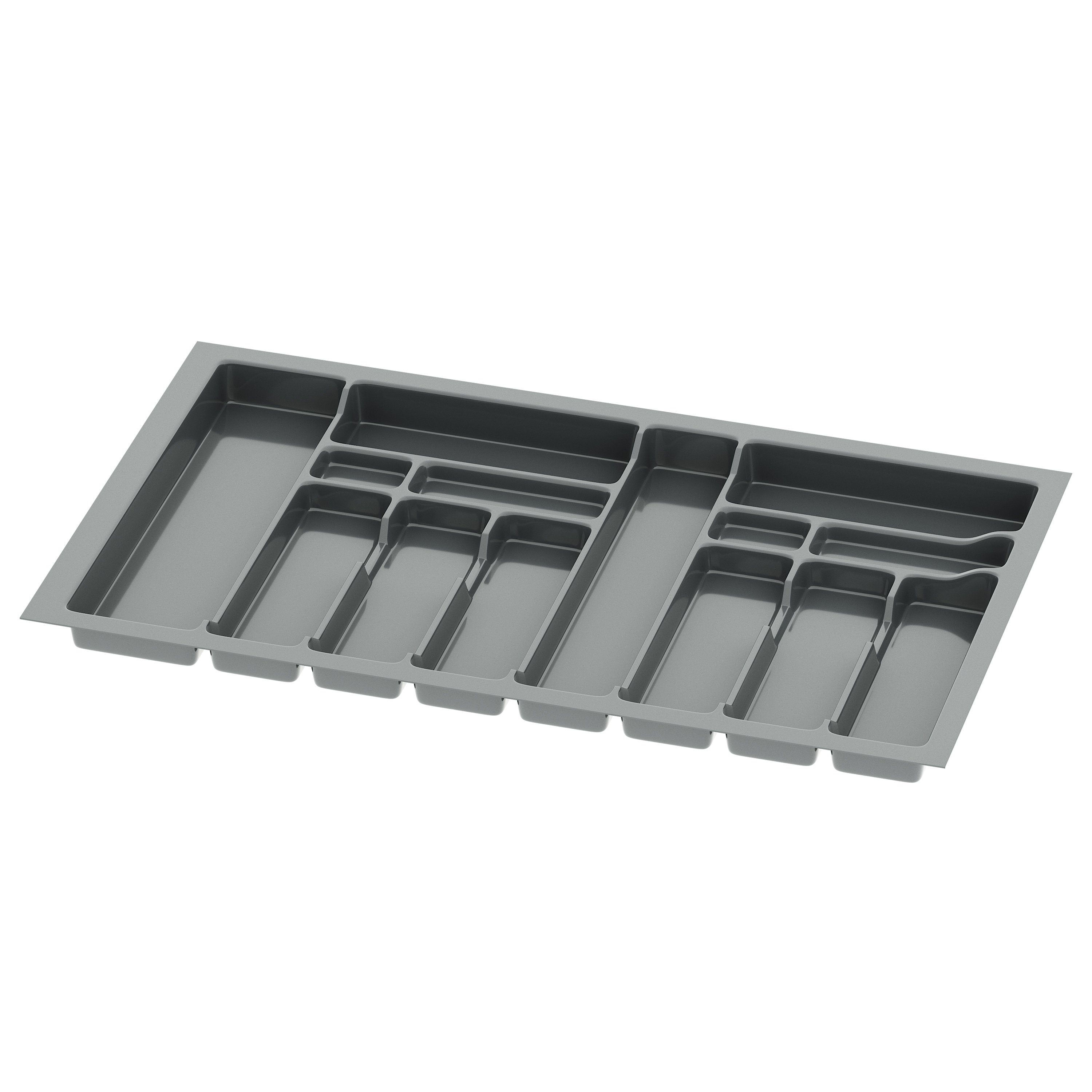 sossai® Besteckeinsatz Besteckkasten für Schubladen 30-90cm in Anthrazit, 83x49cm, 14 Fächer