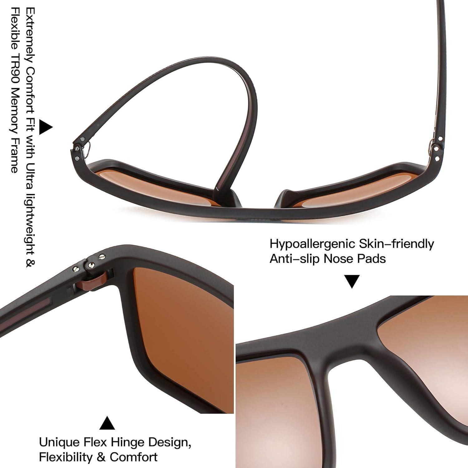 LuxusKollektion Sonnenbrille Sonnenbrille Herren Polarisiert TR90 C01 Brauner Rahmen Braune Linse