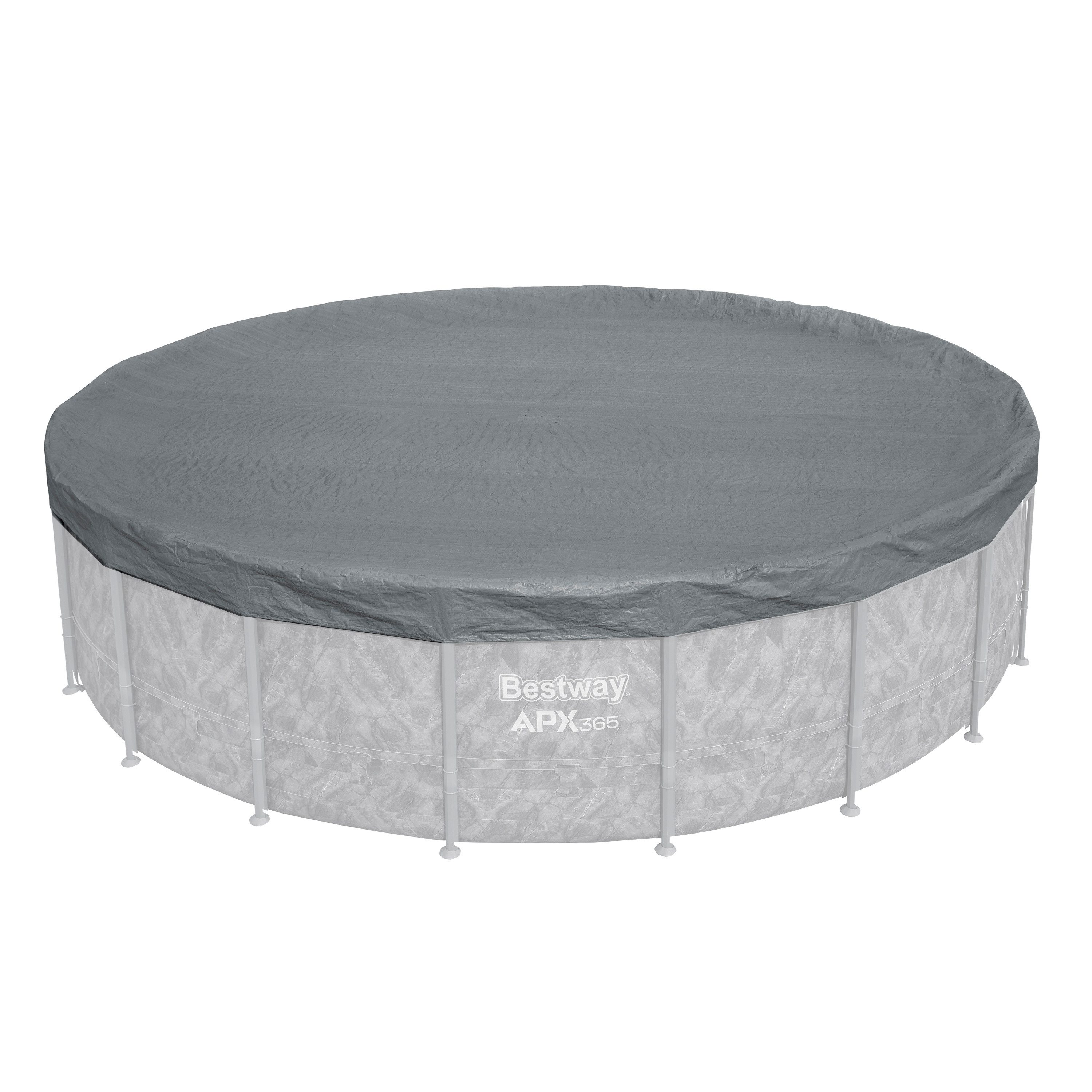 Bestway Pool-Abdeckplane Winterfest Ø 549 cm (Packung, 1-St., grau, rund), Ganzjahresschutz Polar Shield™