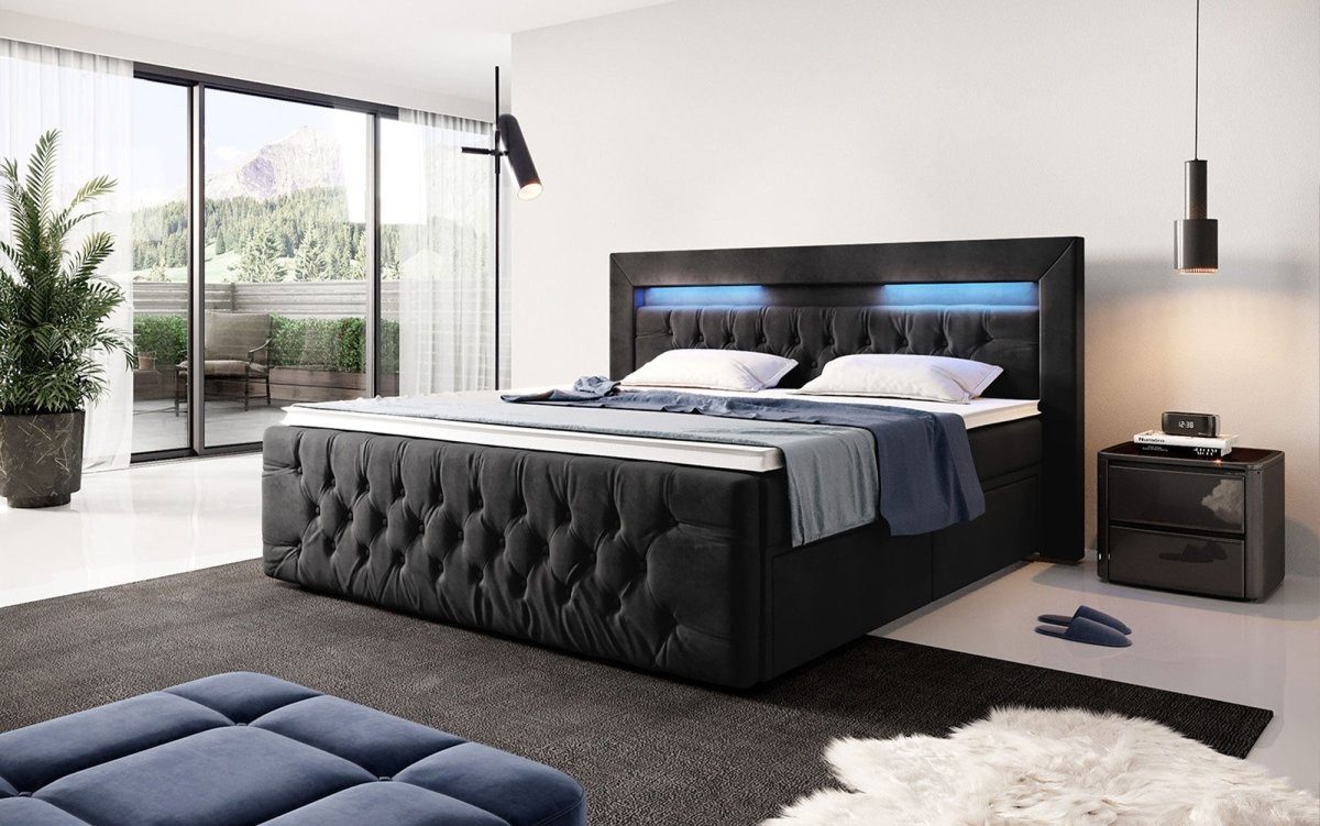 Luxusbetten24 Boxspringbett Menzogna, mit LED-Beleuchtung und günstig online kaufen