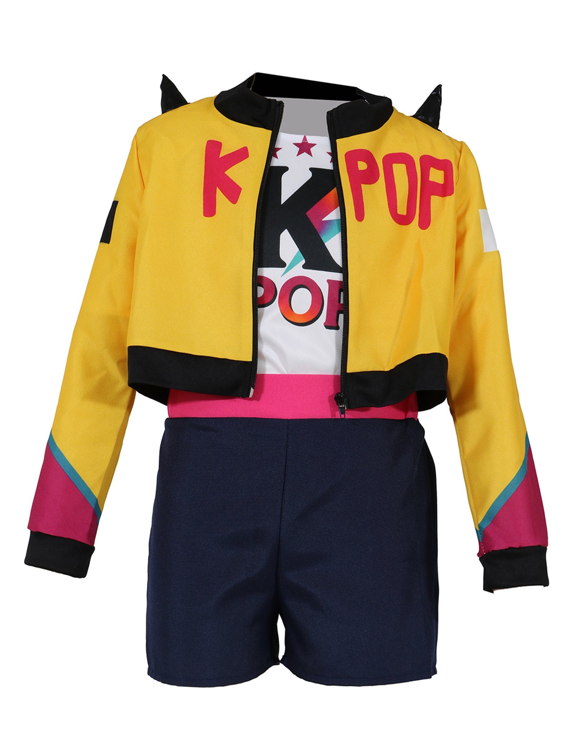 Fiestas Guirca Kostüm Kpop Sängerin Kostüm für Damen gelb-blau