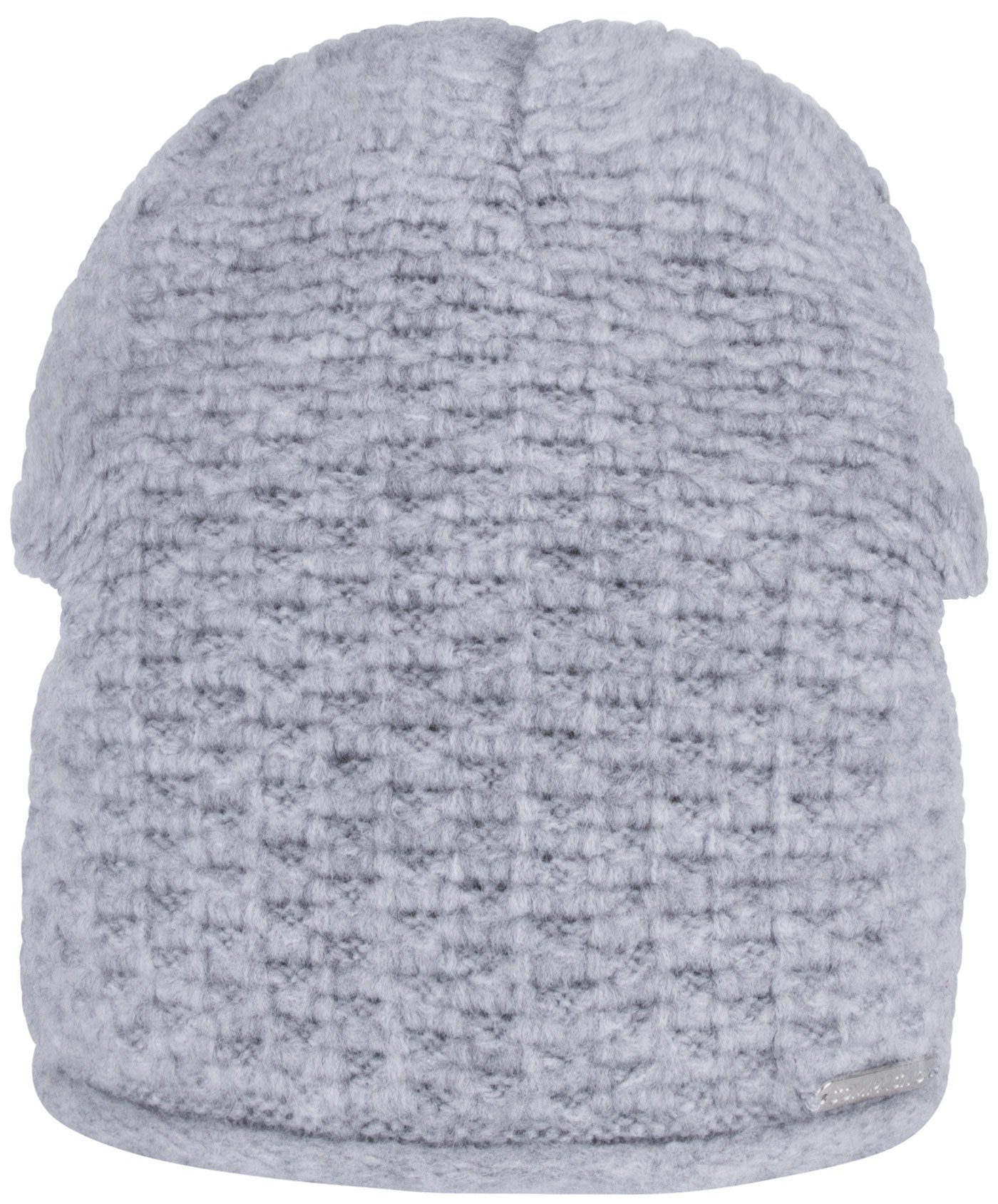 Fleecefutter gefüttert Strickmütze Damen compagno Wintermütze Beanie (1-St) Grobstrick hellgrau Strickmütze