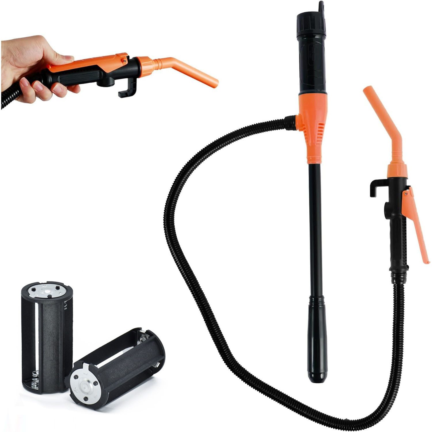 STANBOW Elektropumpe Elektrische Wasserpumpe, batteriebetrieben, mit 90 cm Schlauch, orange (Packung, Flüssigkeitspumpe,für Kanister & Aquarium, batteriebetrieben), Tragbare Förderpumpe für Benzin&Öl,für Kanister & Aquarium-2,2 Gal/min