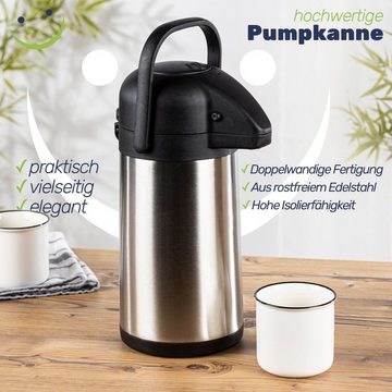 Gravidus Pump-Isolierkanne Edelstahl Pumpkanne Airport Thermoskanne 2,2 Liter