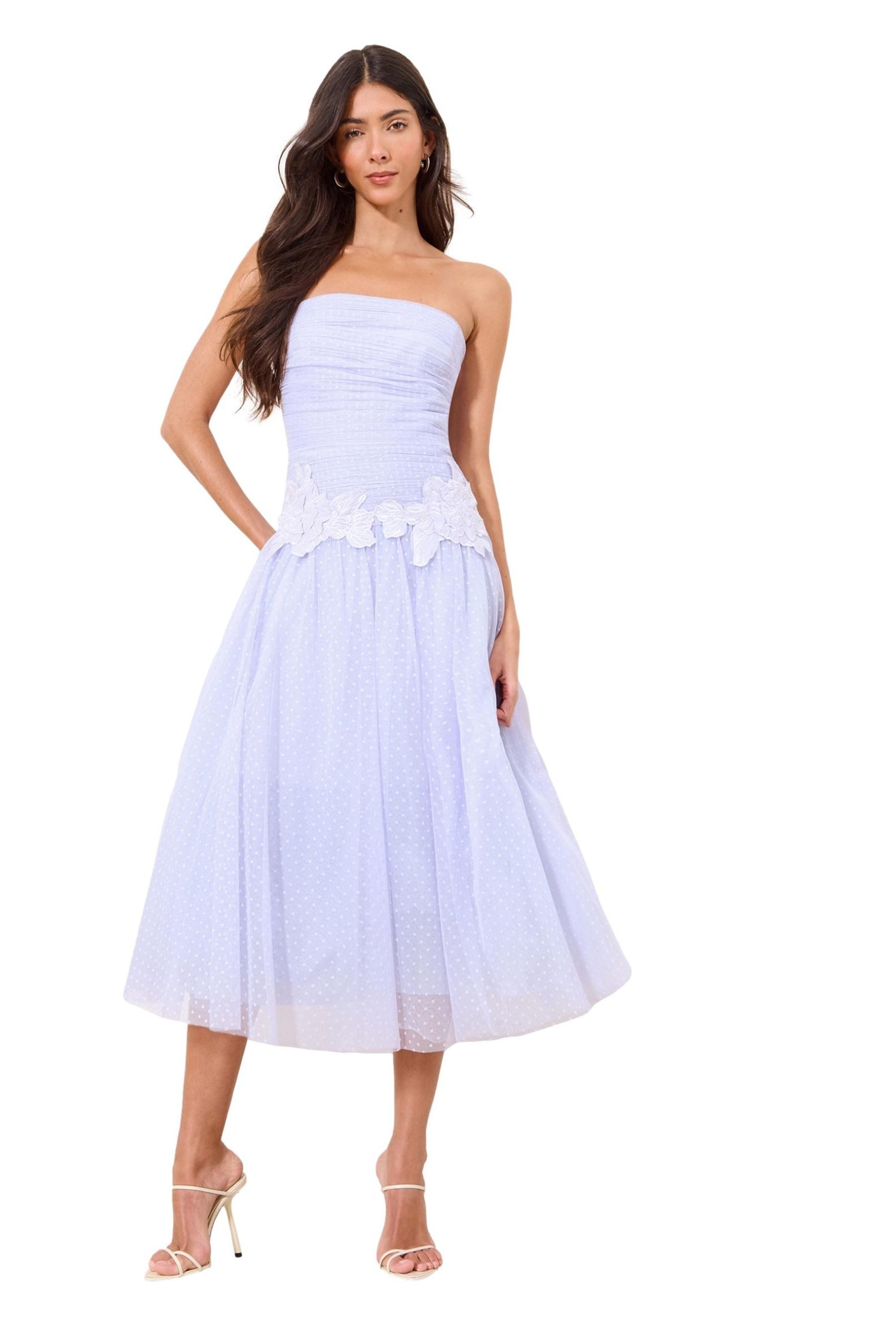 LIPSY Midikleid Lipsy Bandeau-Midi-Ballkleid, 3D-Blume und Mesh (1-tlg)