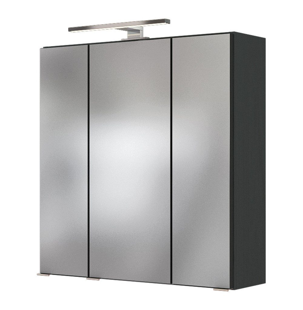 Basera® Spiegelschrank Lorena 60 cm breit mit LED-Beleuchtung anthrazit, Badezimmermöbel