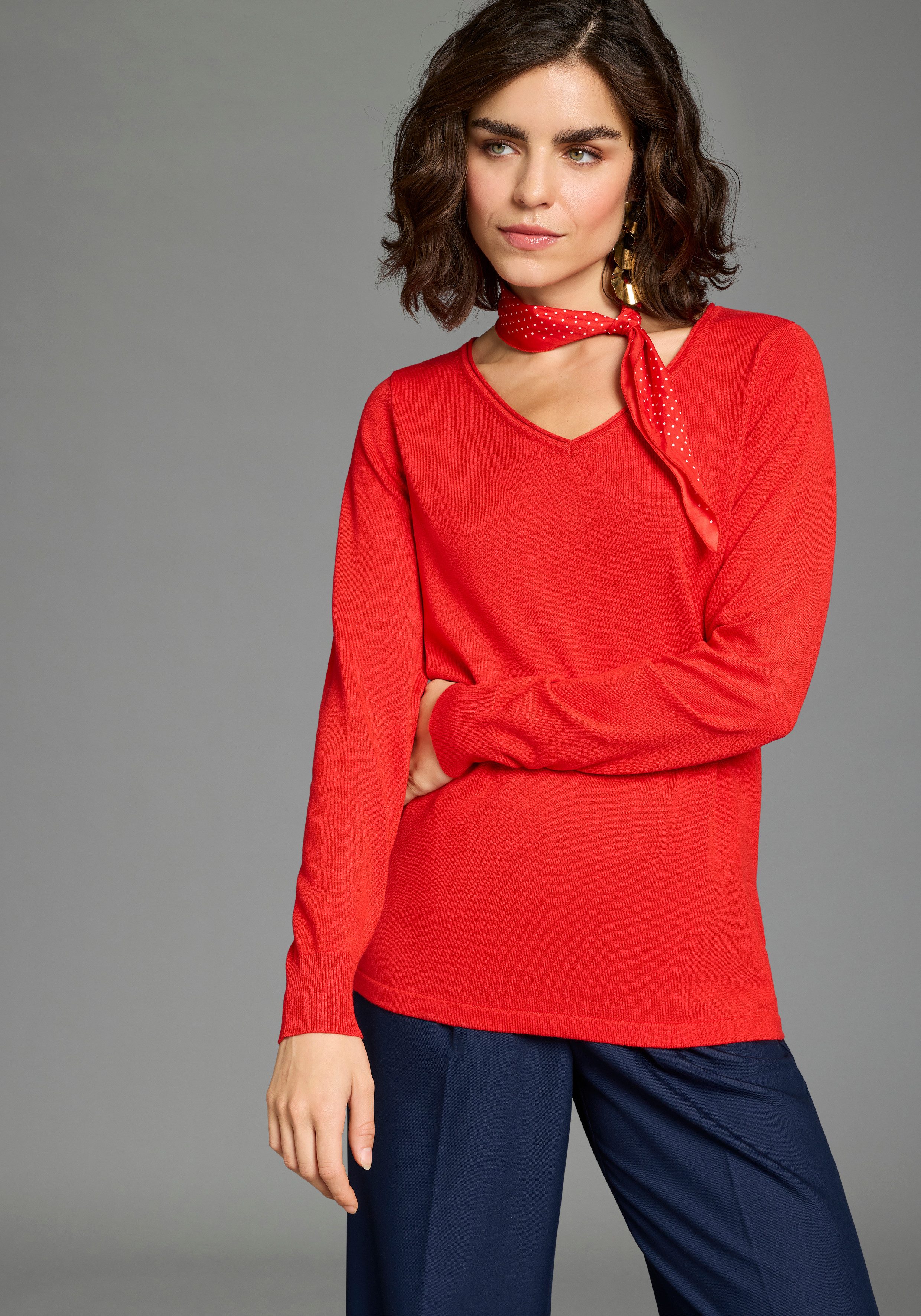 Flashlights V-Ausschnitt-Pullover mit lässigem Schnitt und femininen V-Auss günstig online kaufen