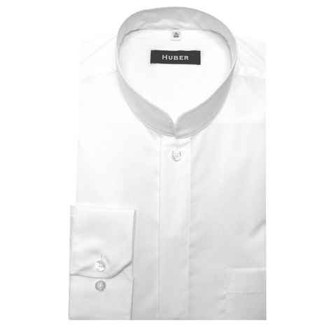 Huber Hemden Langarmhemd HU-0071 Asia Mandarin Stehkragen, Regular Fit-gerader Schnitt, Made in EU