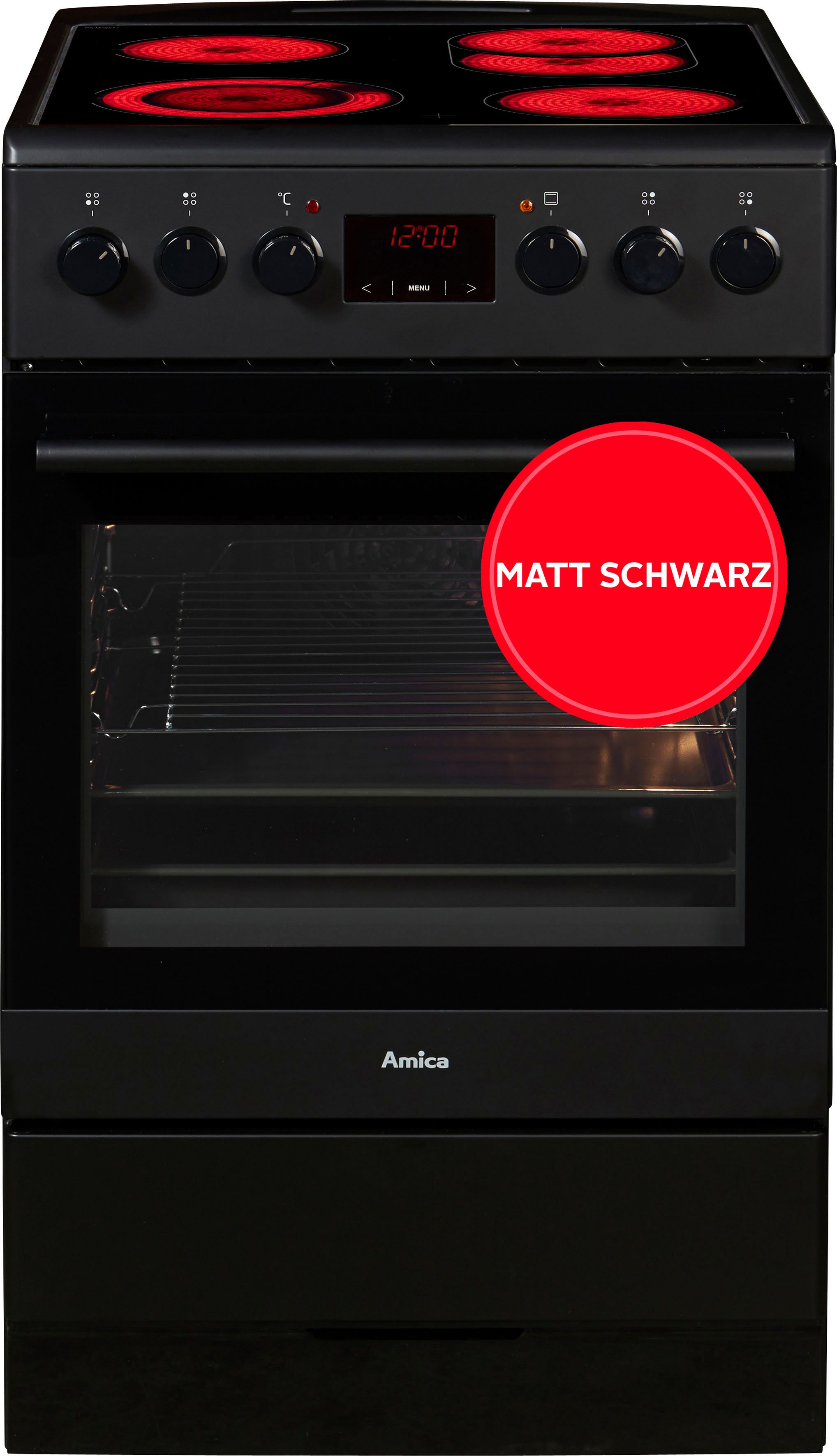 Amica Elektro-Standherd SHC 11503 SM, mit 2-fach-Teleskopauszug, Steam Clean, Komfortables Kochen und Backen mit bequemer Handhabung