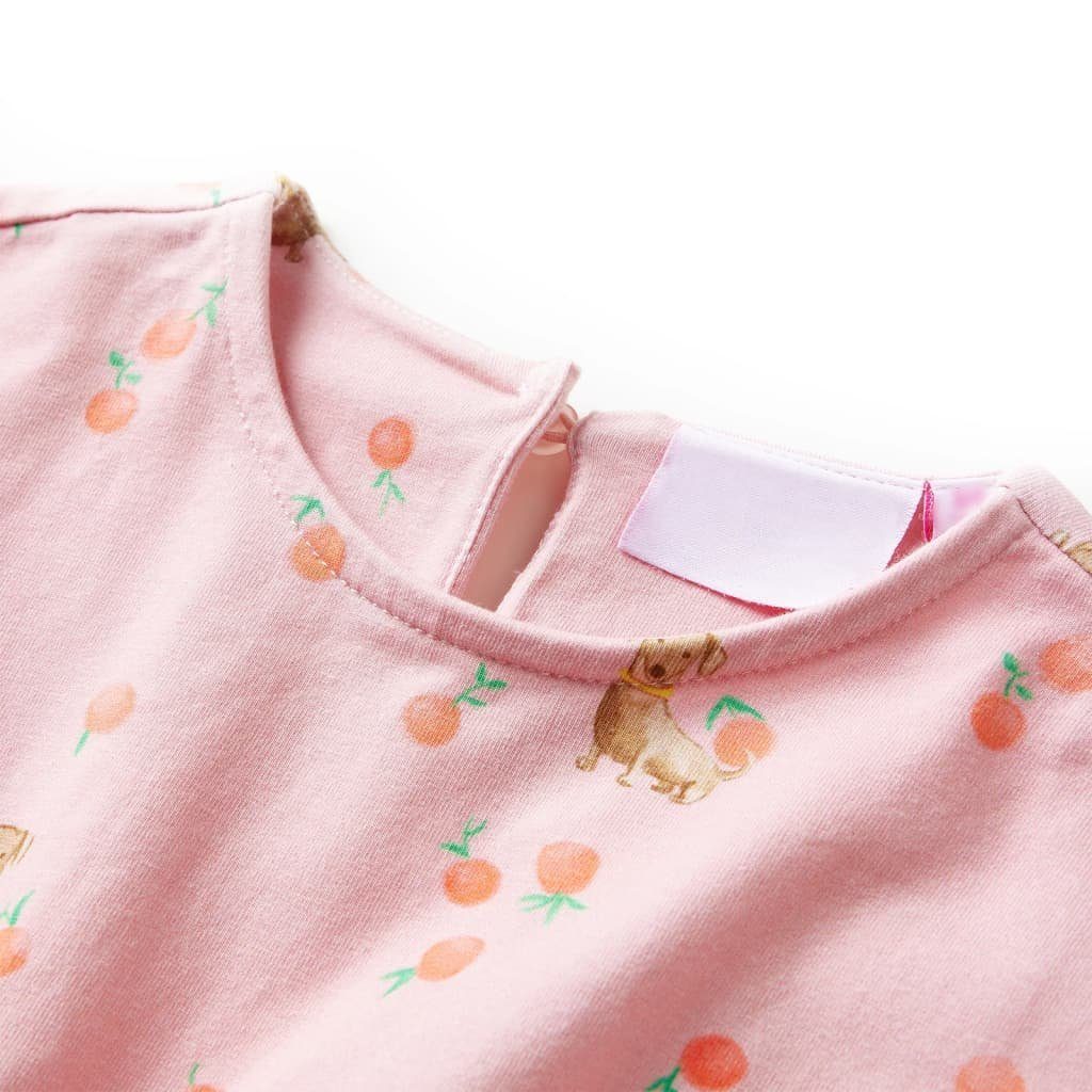 vidaXL A-Linien-Kleid Kinderkleid mit Taillenband Ku Frucht-Motiv Hellorange 116 und Welpen