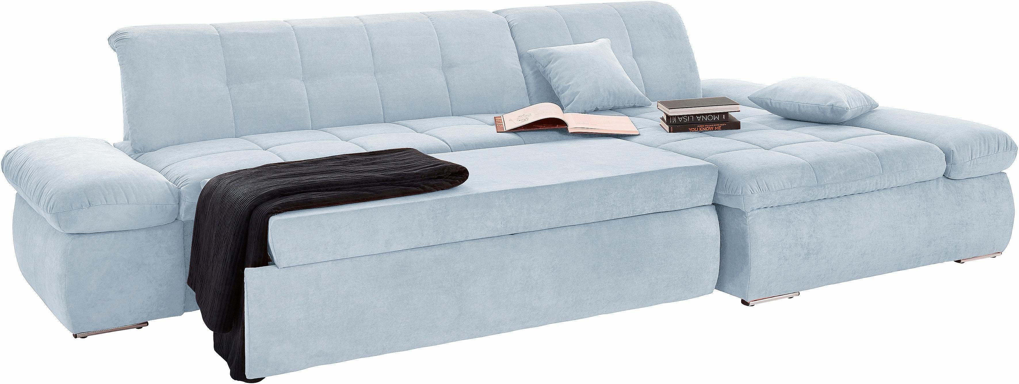 DOMO collection Ecksofa NMoric XXL, B/T/H: 300/172/80cm, L-Form, wahlweise mit Bettfunktion und Armlehnverstellung